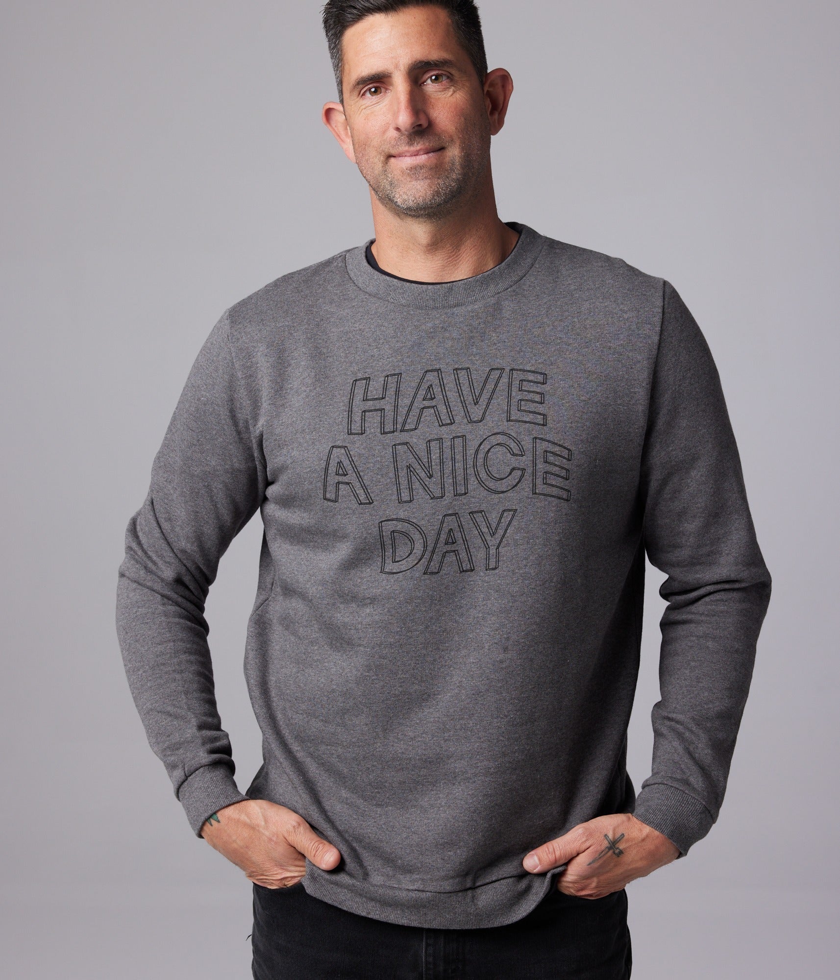 Have A Nice Day Unisex Pullover Heather Grey