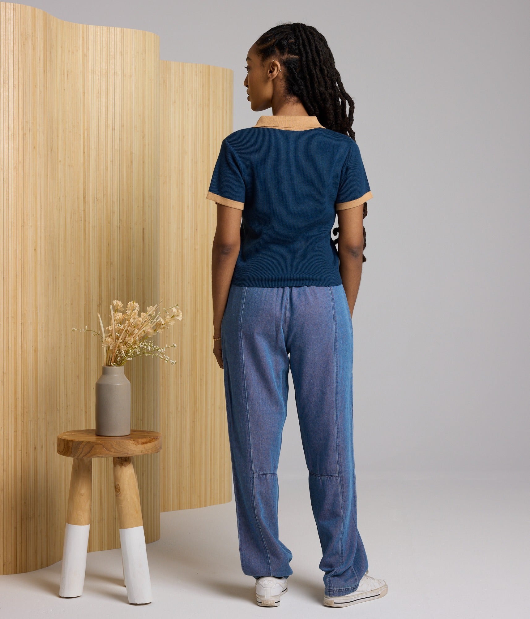 Zuri Knit Polo Top - Sapphire