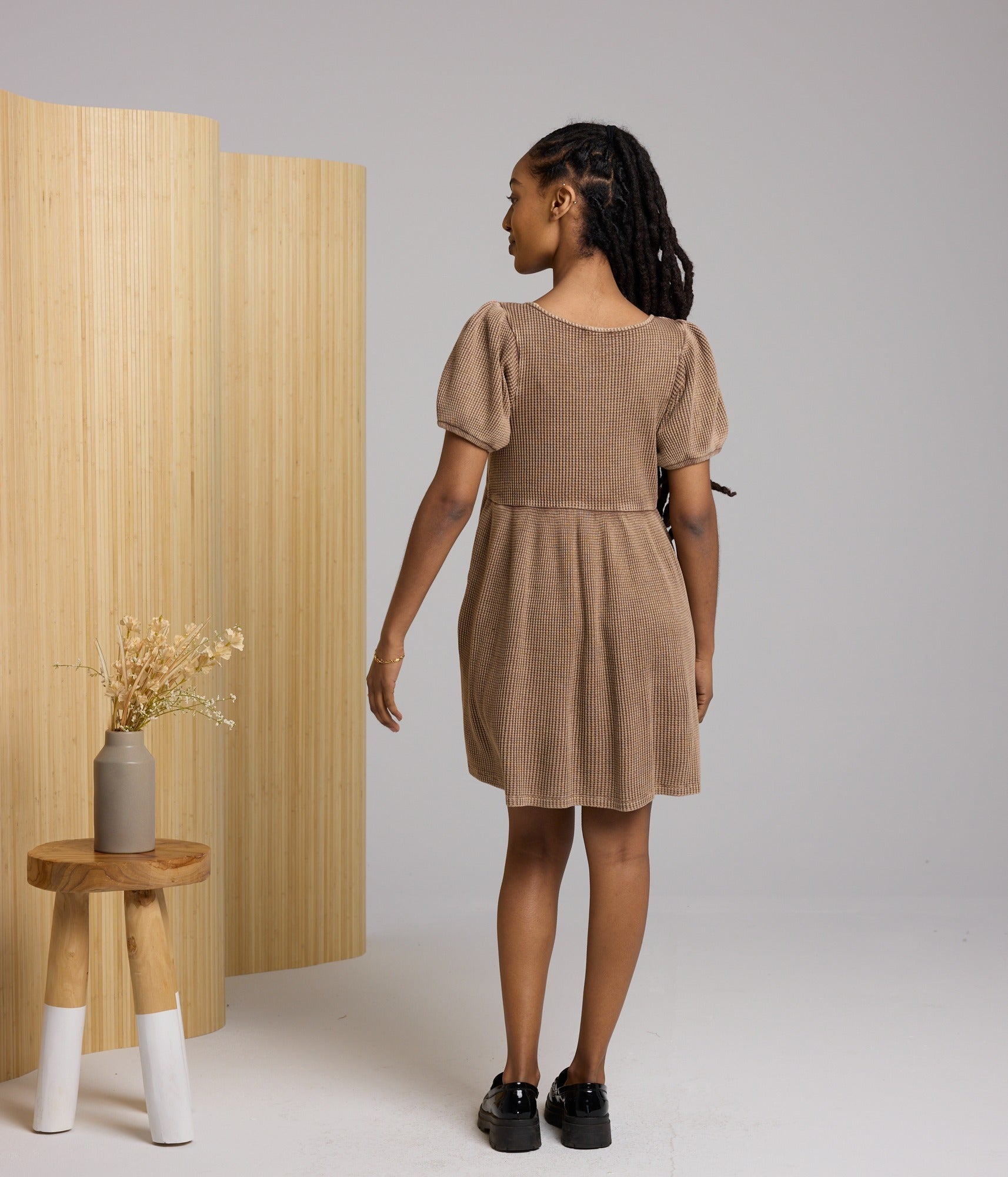 Ethel Waffle Knit Dress - Pinto