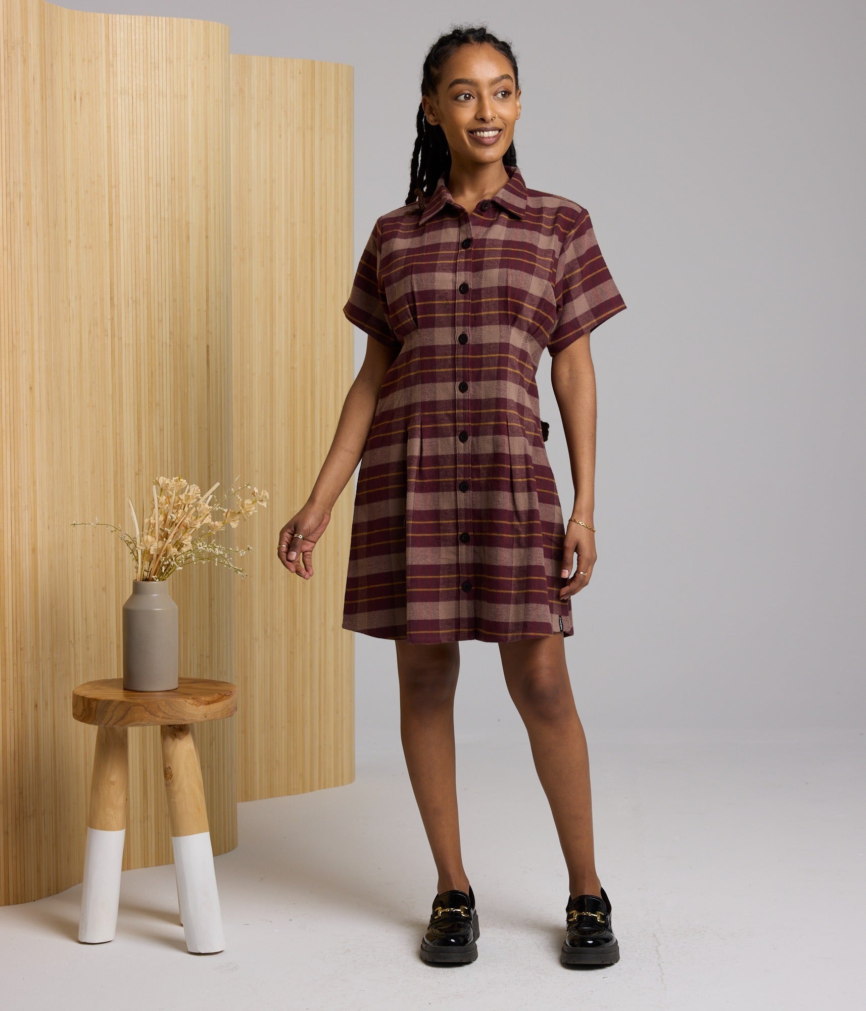 Josephine Flannel Dress - Fudge