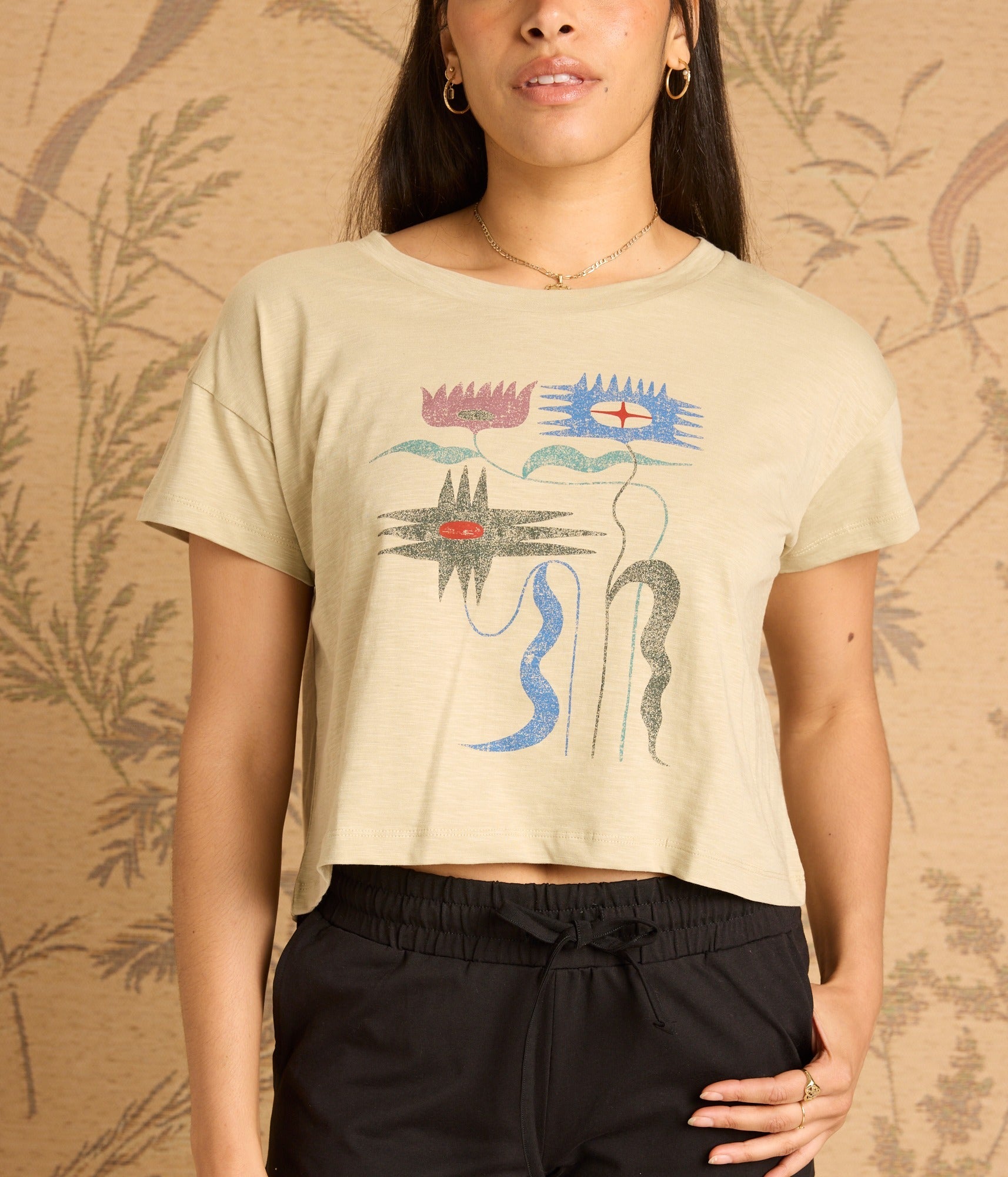 Abstract Floral Tee - Eucalyptus