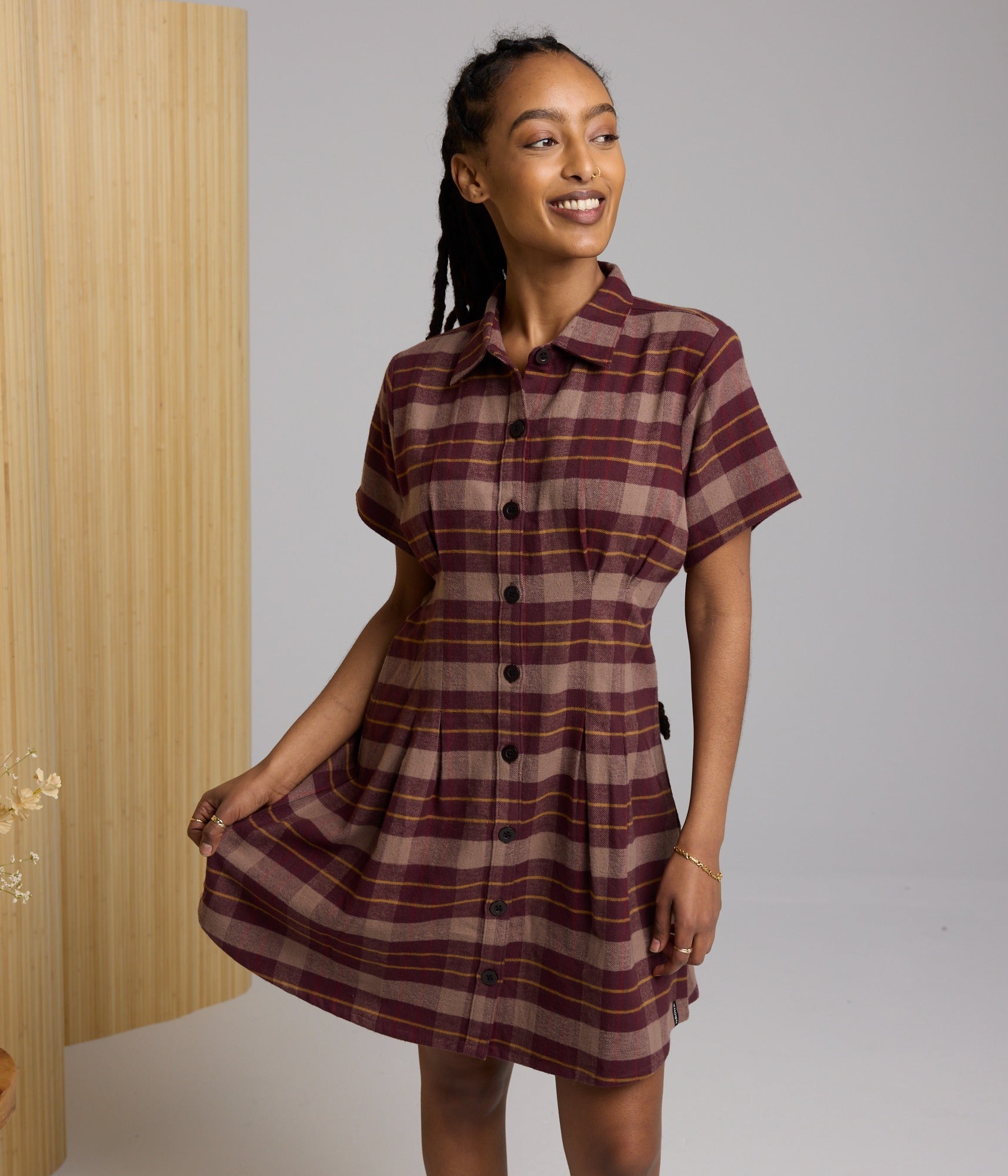 Josephine Flannel Dress - Fudge