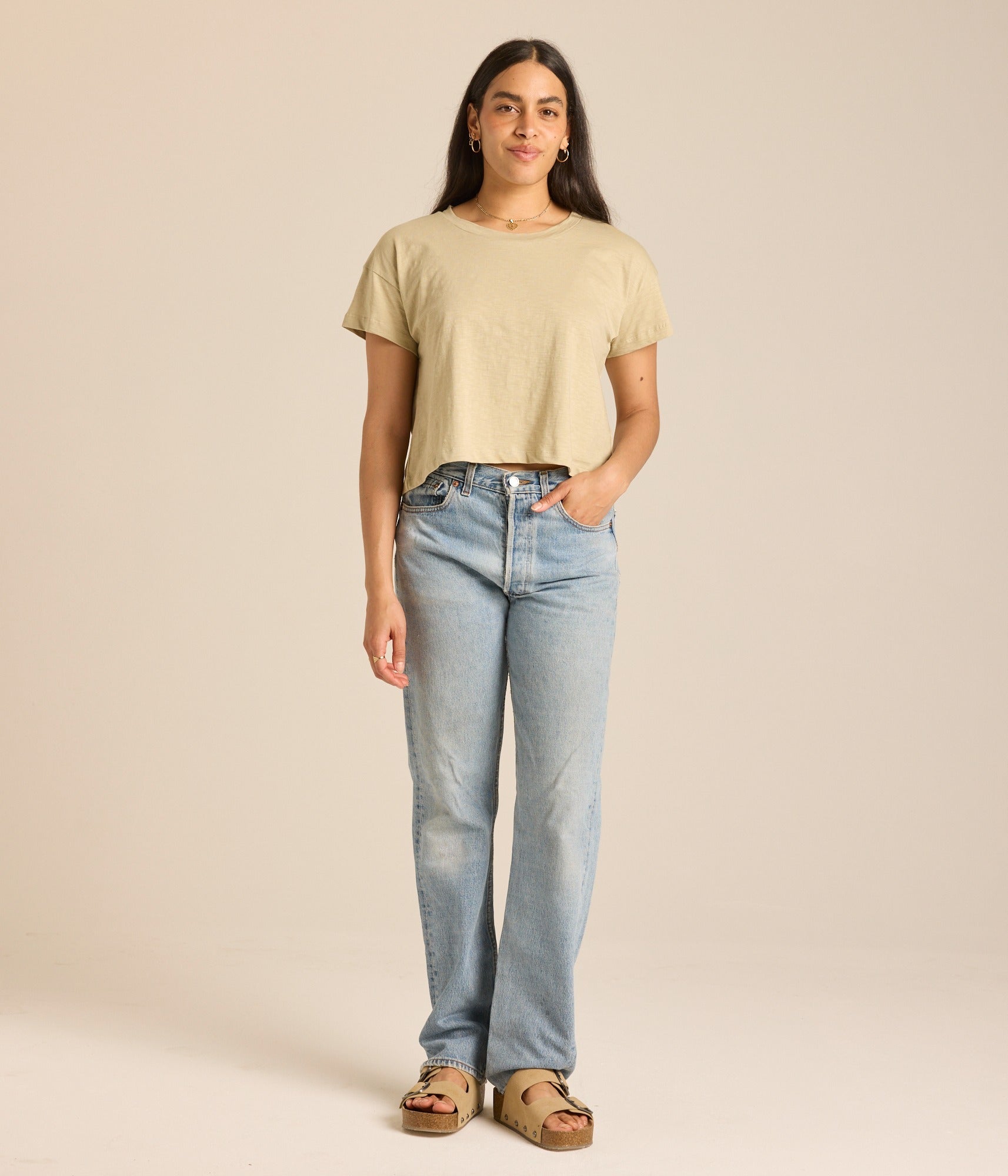 Women's Easy Crop Tee - Eucalyptus