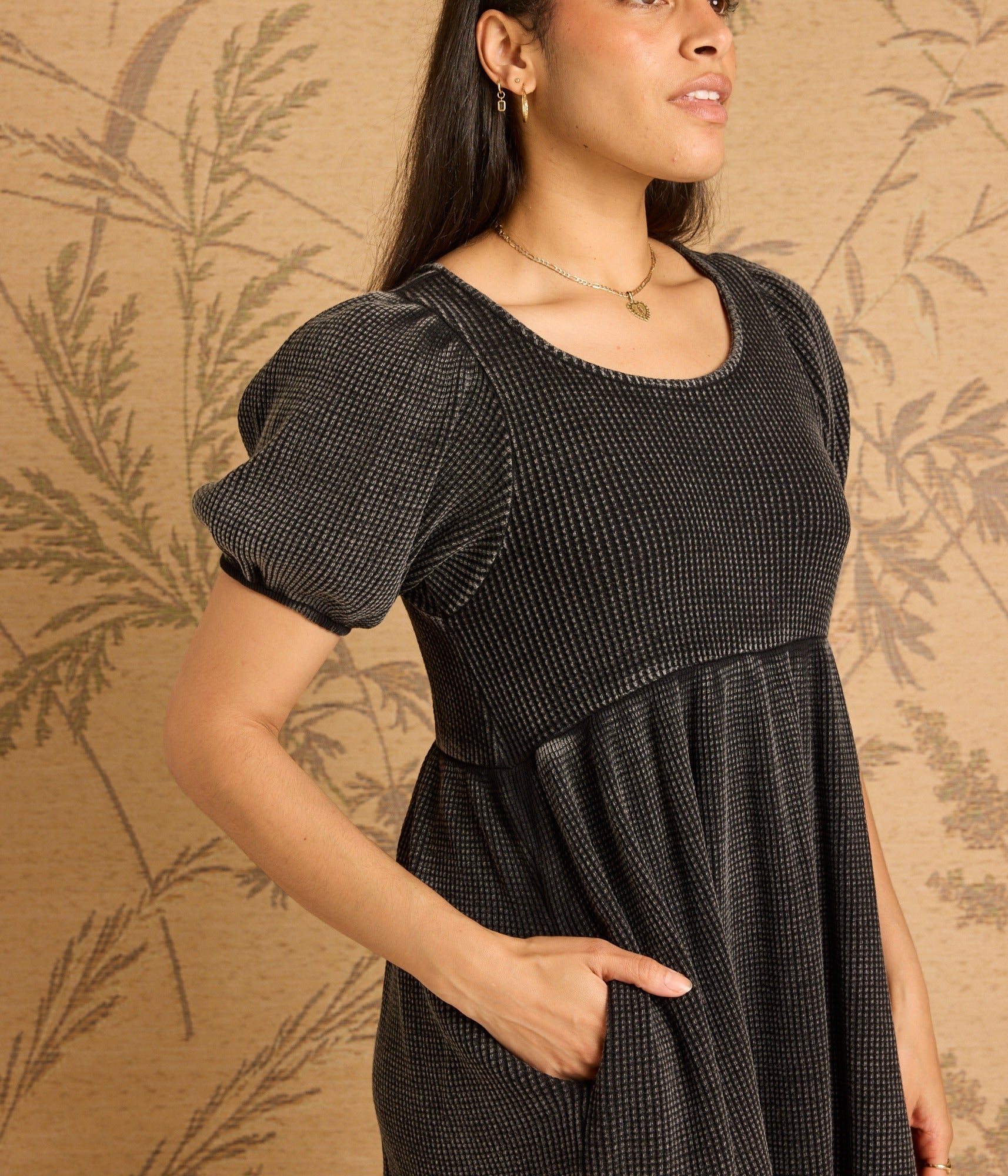 Ethel Waffle Knit Dress - Black
