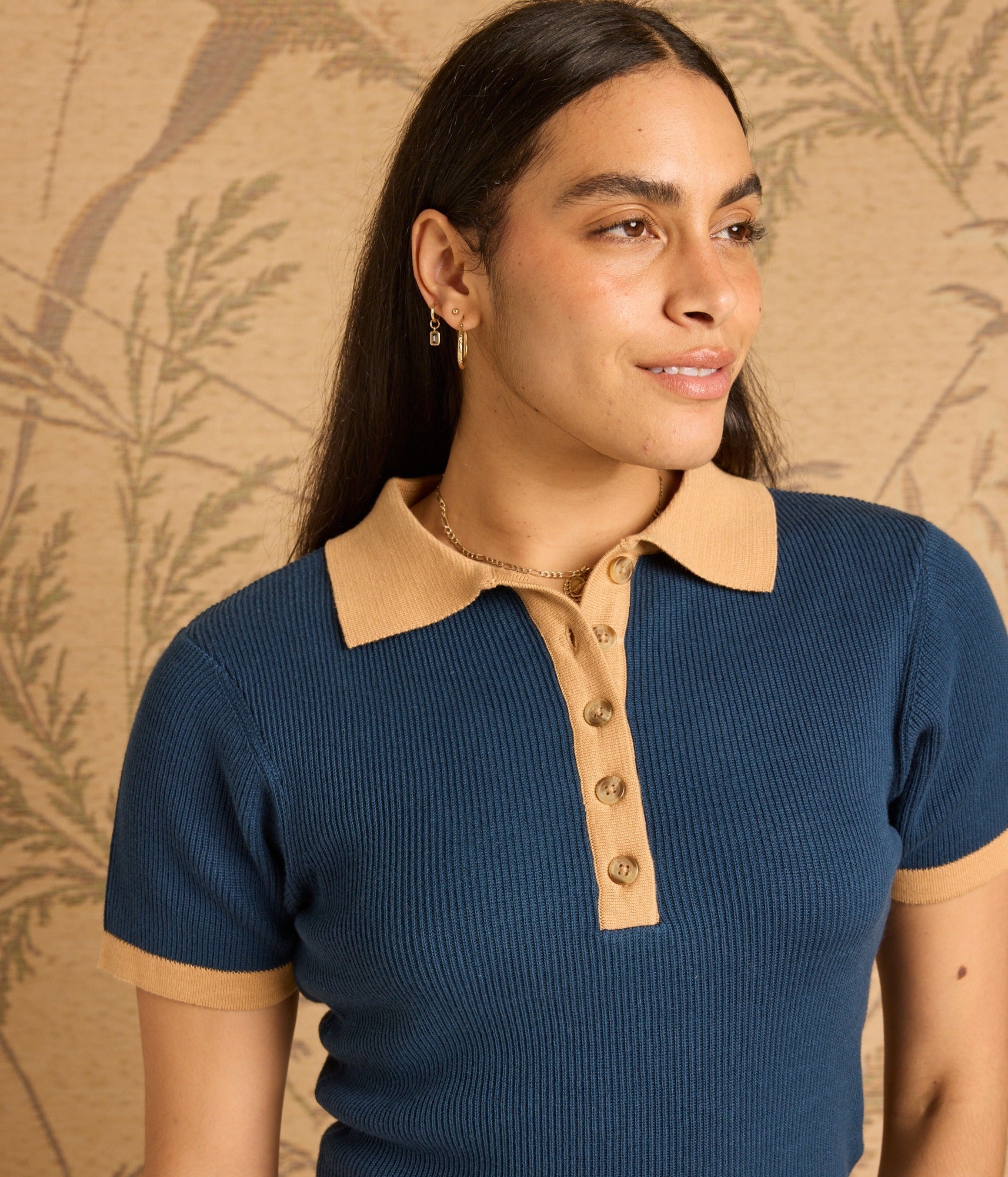 Zuri Knit Polo Top - Sapphire