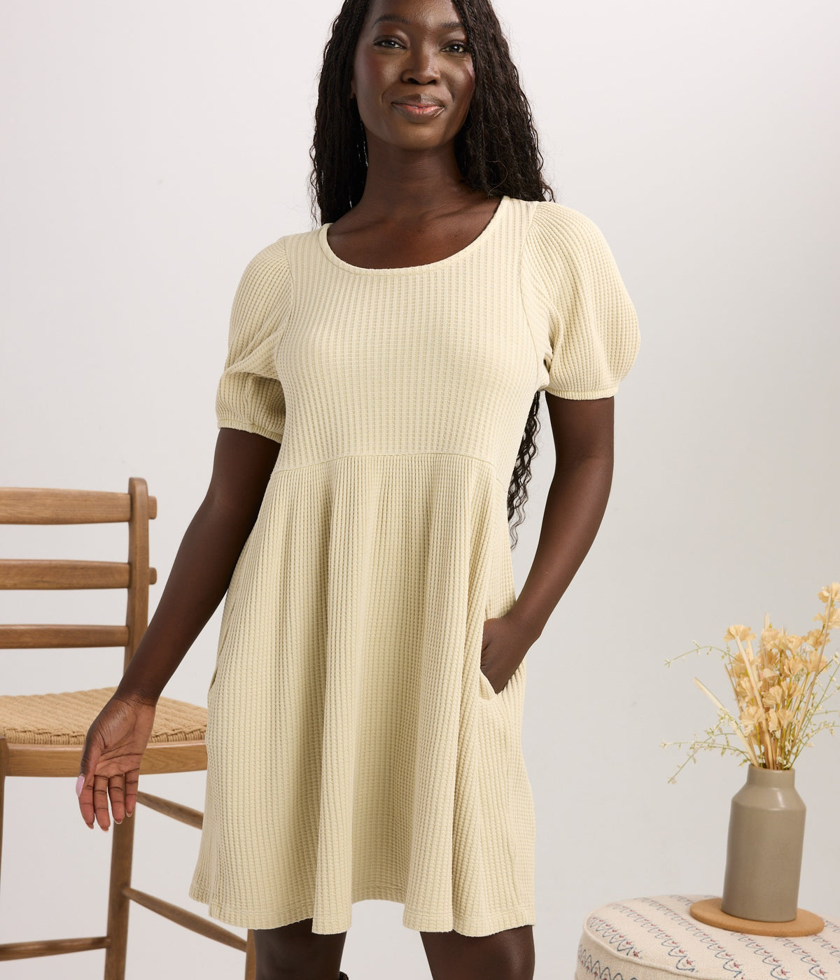 Ethel Waffle Knit Dress - Lunar