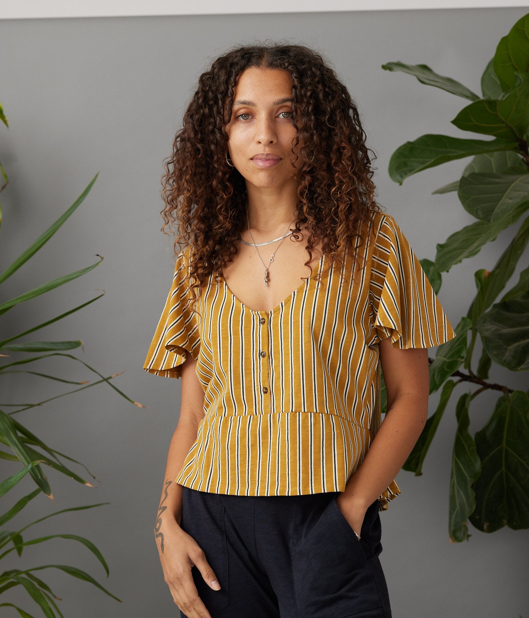 Leonora Top - Caramel Stripe