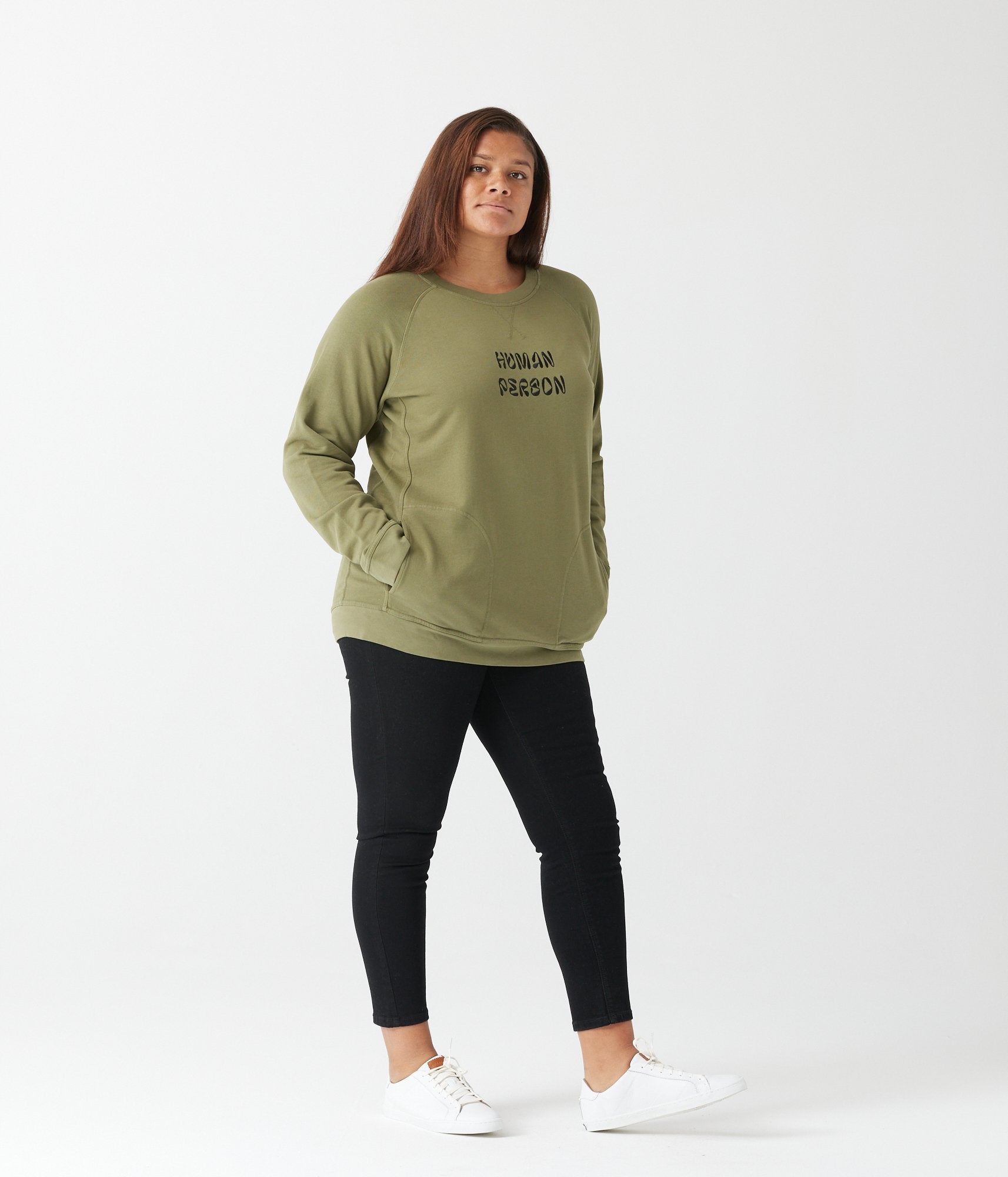 Human Person Crewneck Sweatshirt - Army