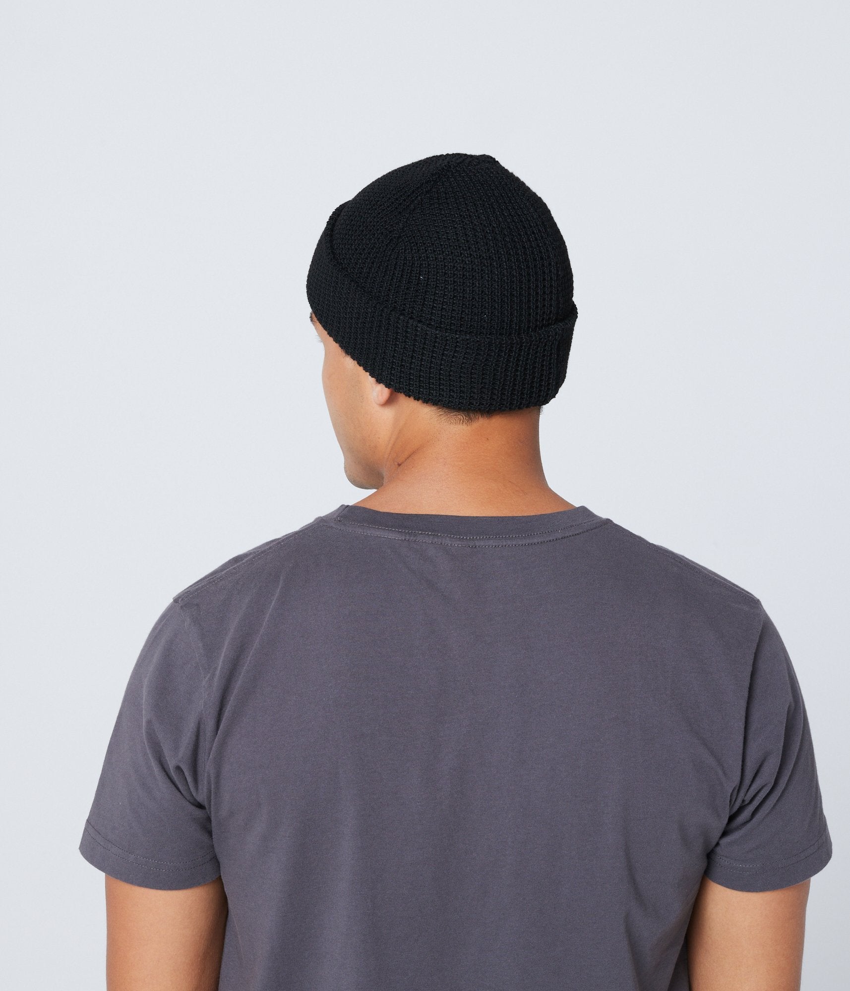 Recycled Waffle-Knit Beanie - Black