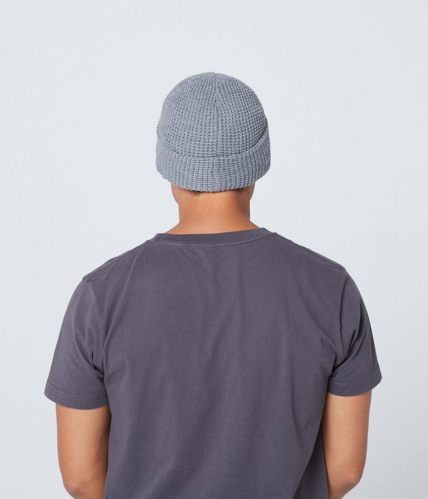 Recycled Waffle-Knit Beanie - Grey