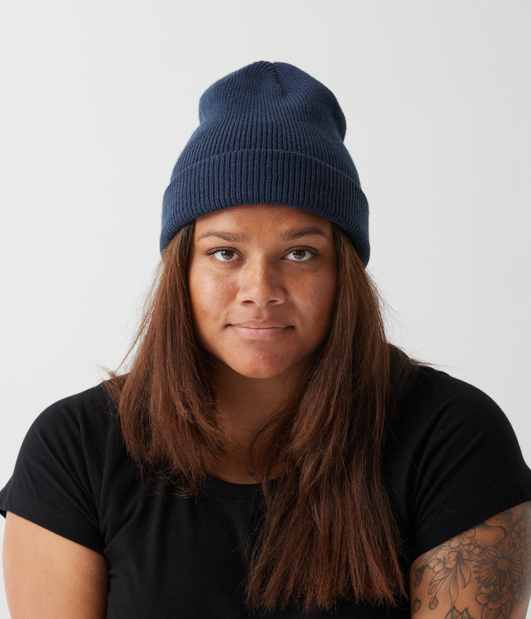 Ribbed-Knit Beanie - Navy