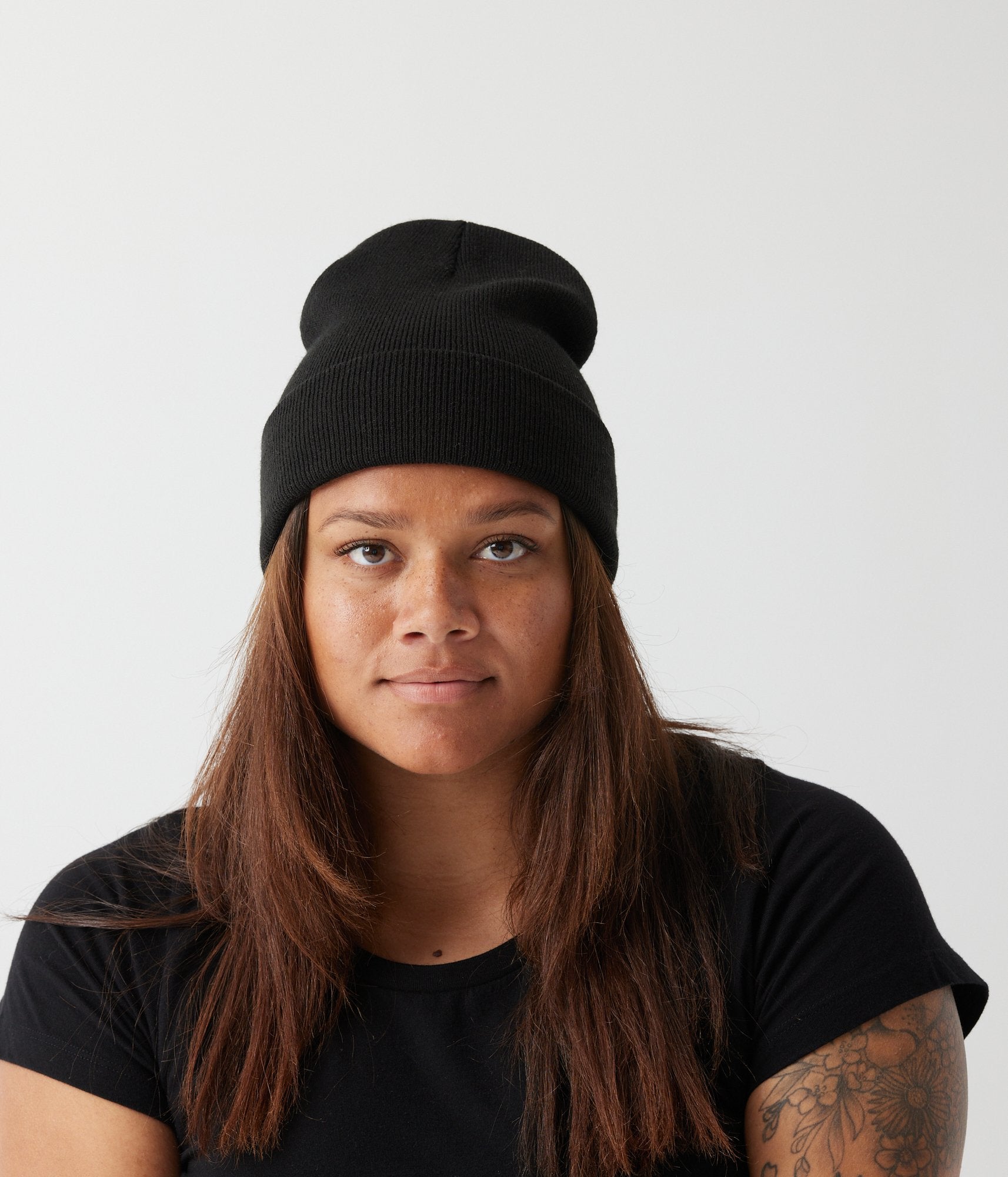 Tall Cuff Beanie - Black