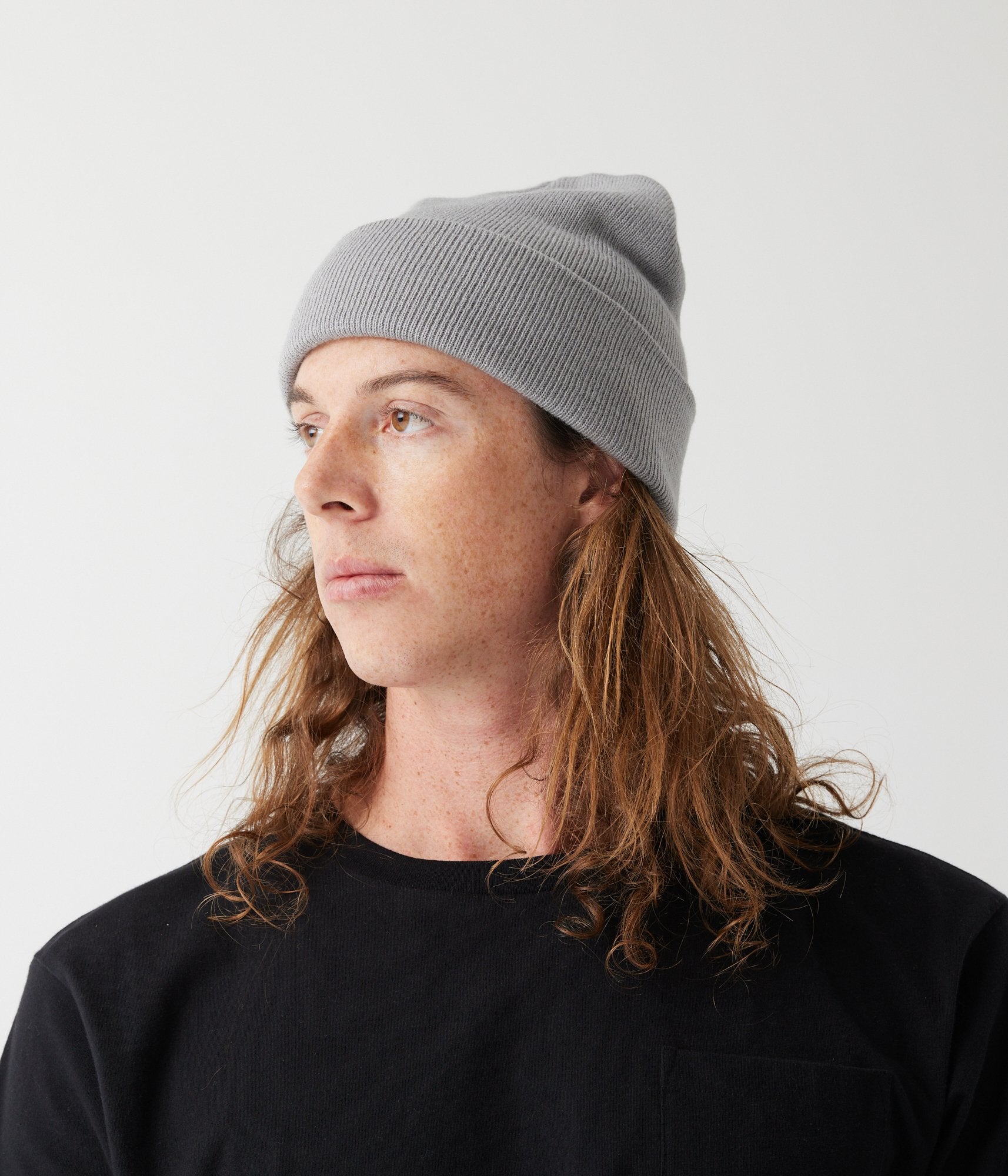 Tall Cuff Beanie - Light Grey