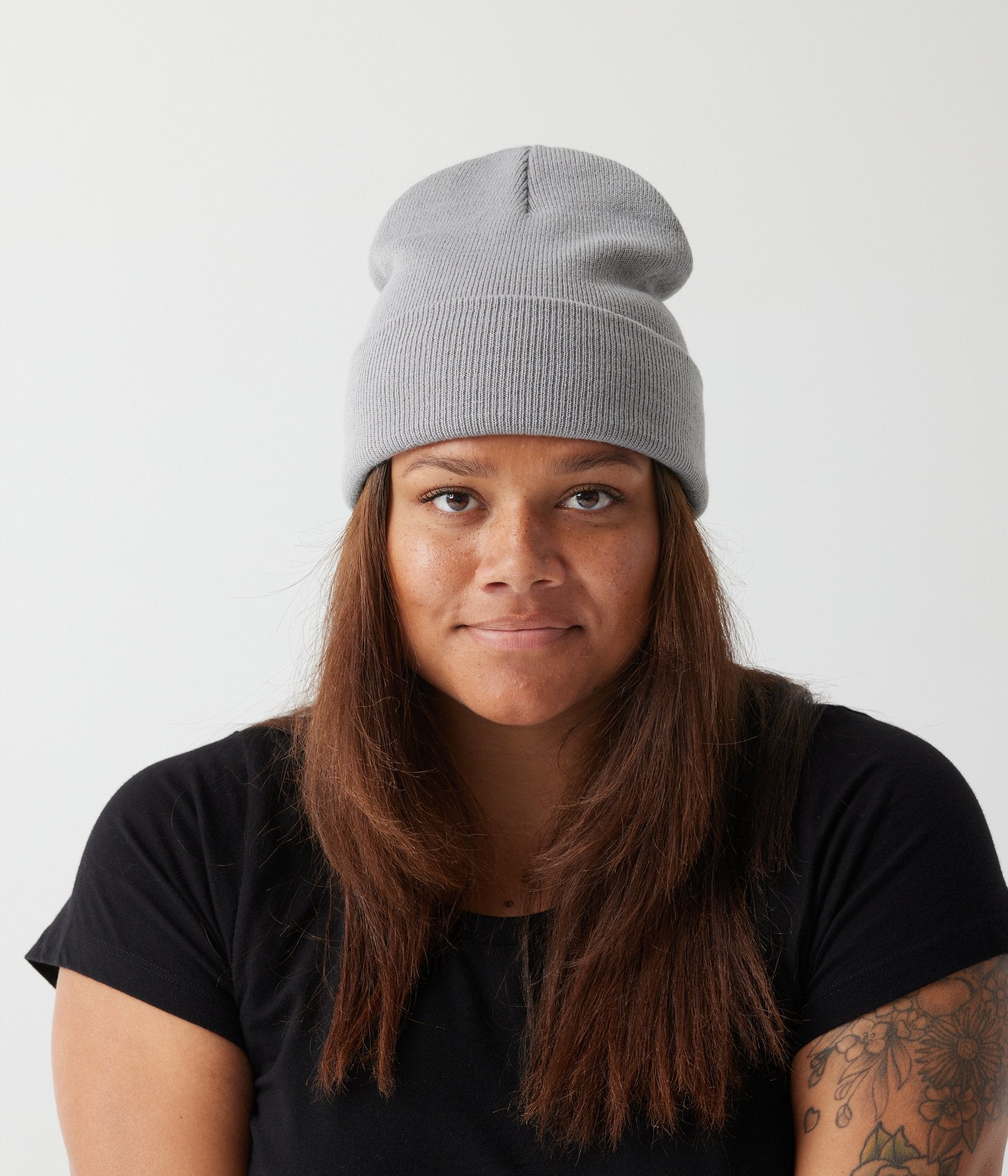 Tall Cuff Beanie - Light Grey