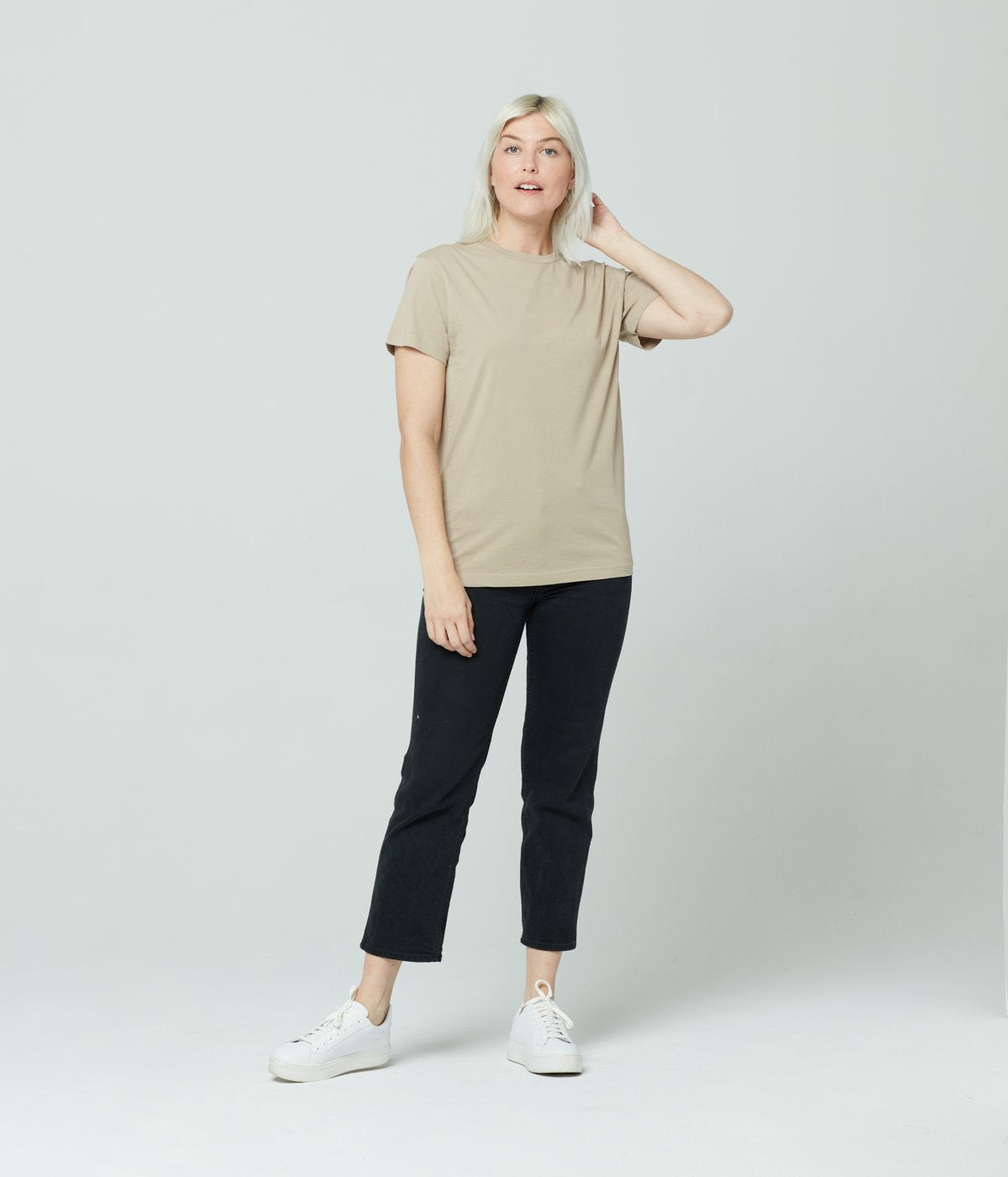 ★HELENE PARIS★ Terry Stud Square Half T-Shirt Oatmeal Unisex T-Shirt - Oatmeal