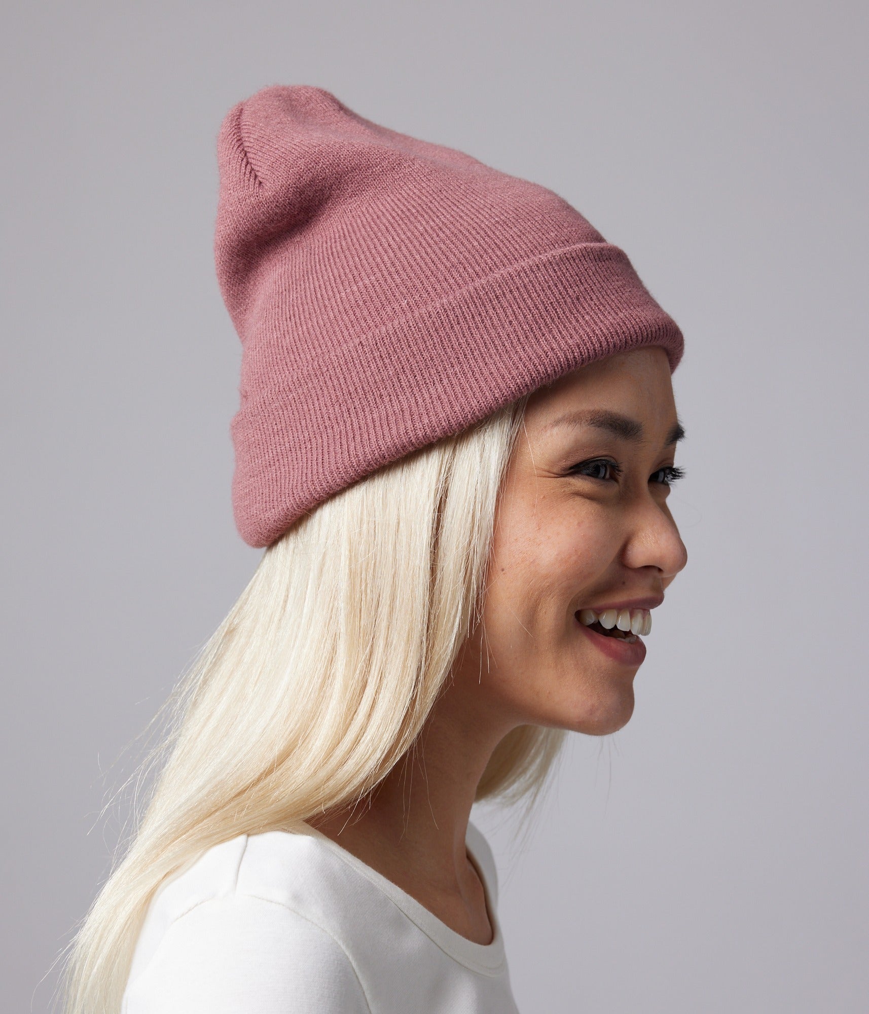 Tall Cuff Beanie - Deep Mauve