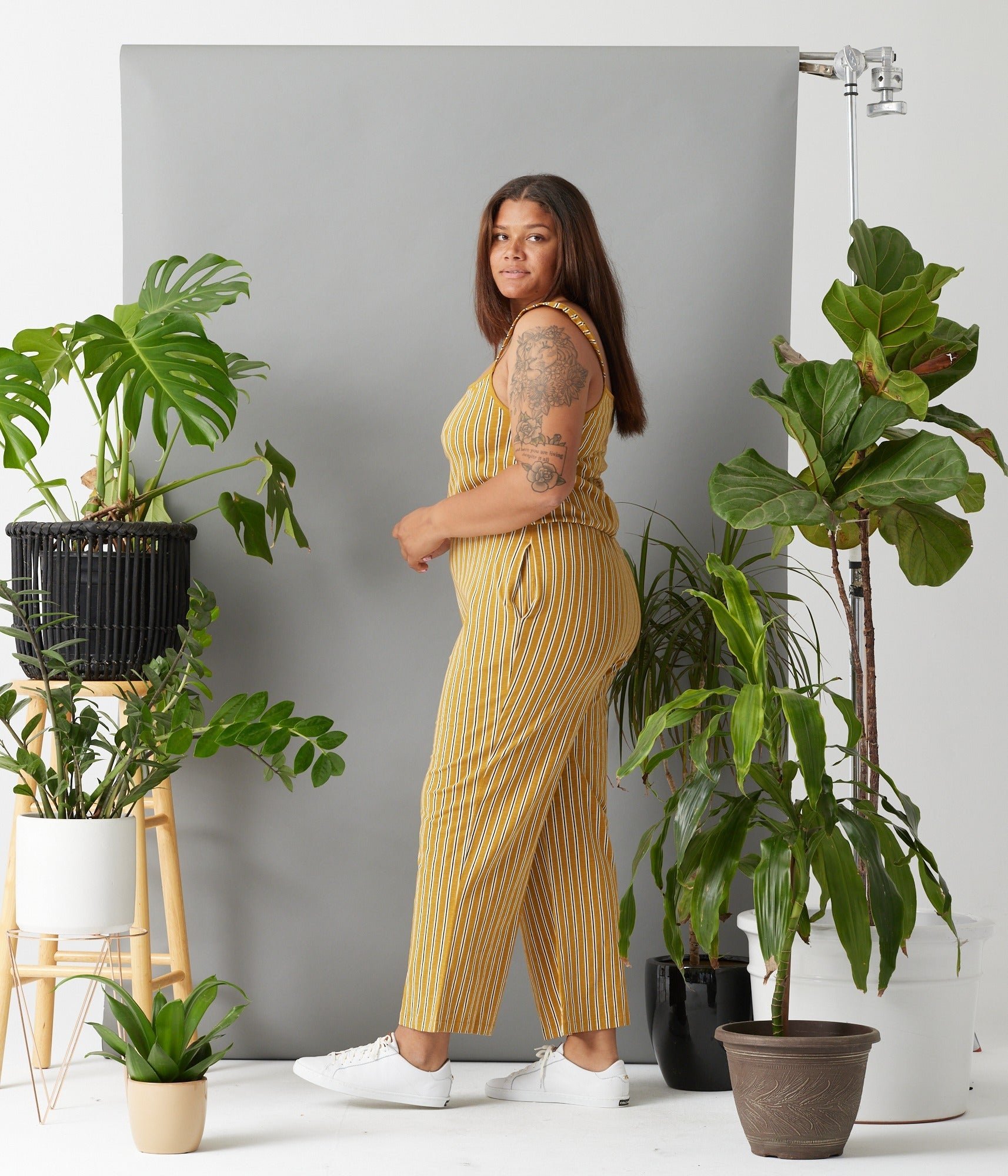 Archie Jumpsuit - Caramel Stripe