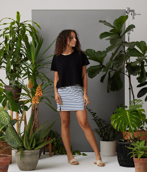 Treat Urself Marine stripe cotton skirt