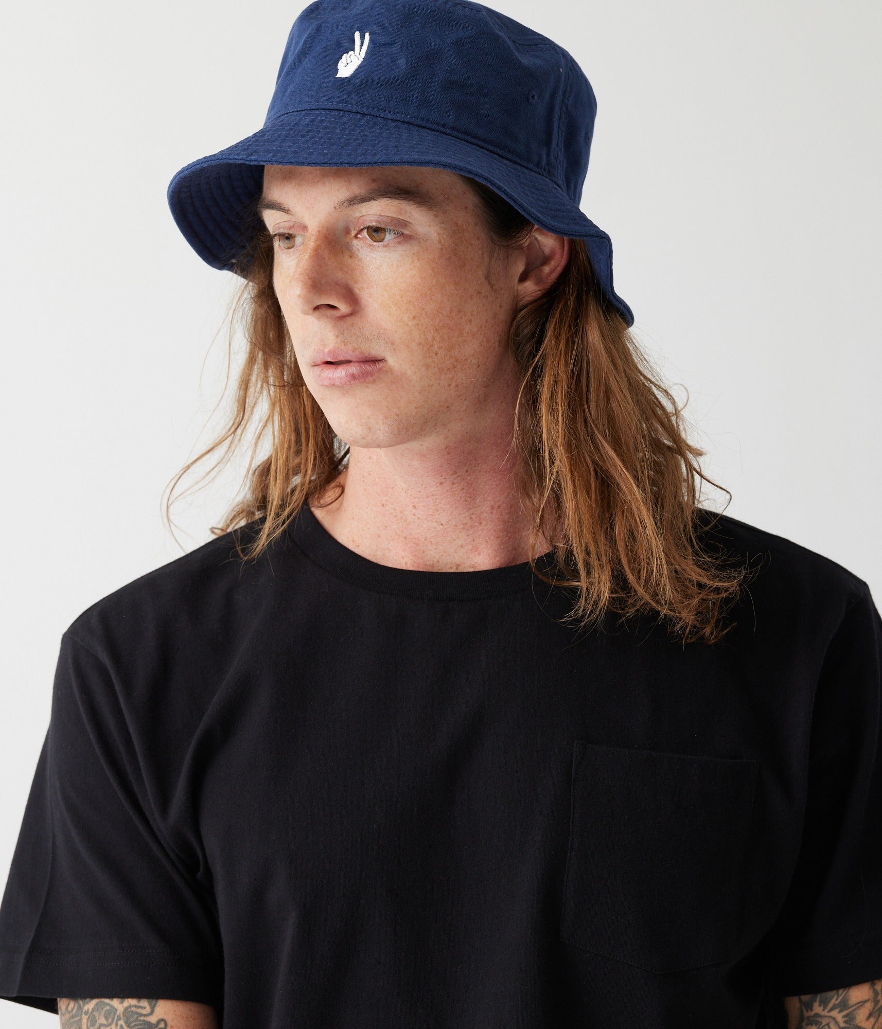 Peace Sign Bucket Hat - Navy