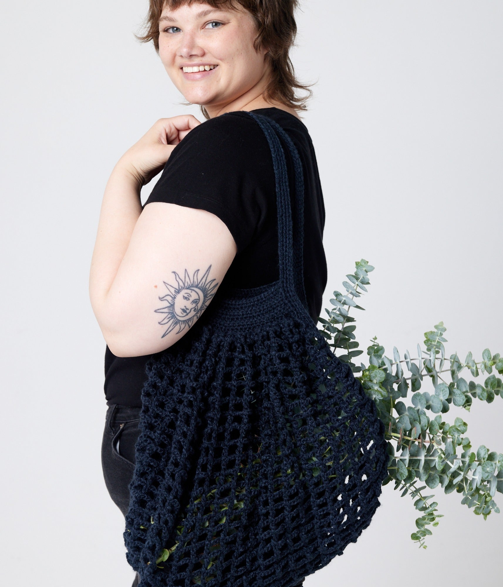 Crochet Market Bag - Dark Blue