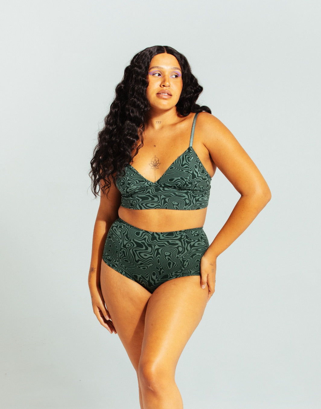 longline bralette - trippy green