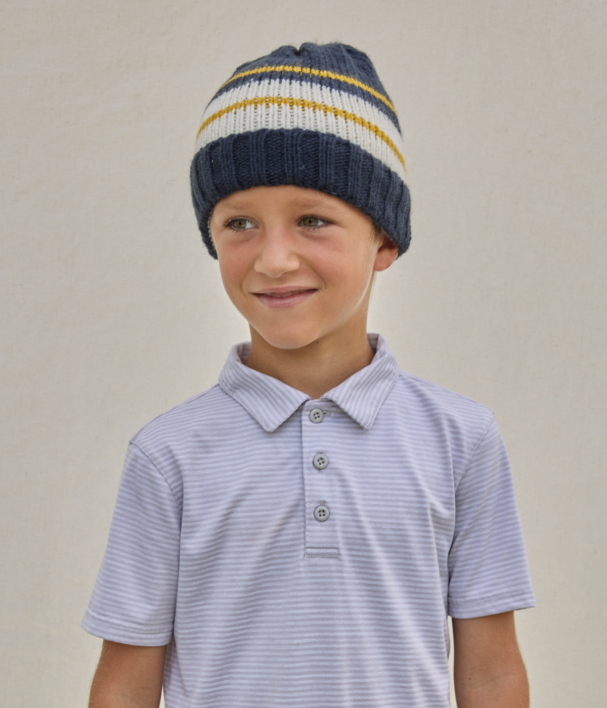 Clive Beanie - Dark Blue Stripe