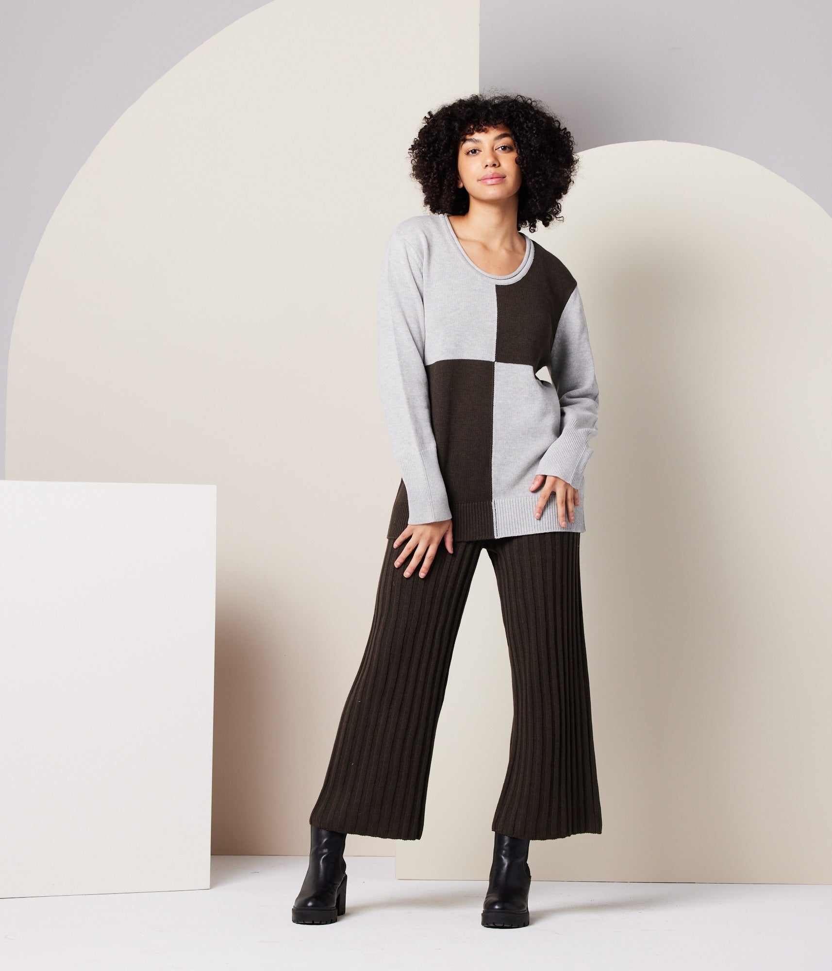 Paloma Sweater - Heather Grey Colorblock