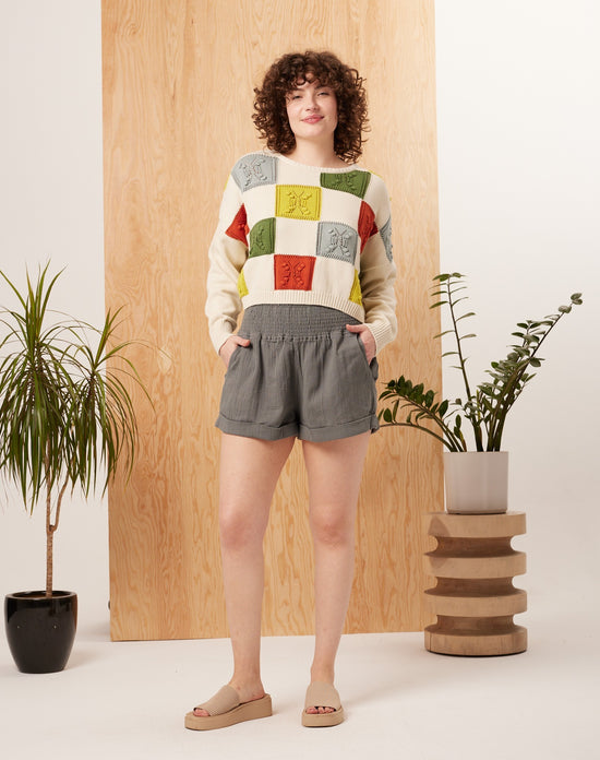 Bev Sweater - Bright Checker