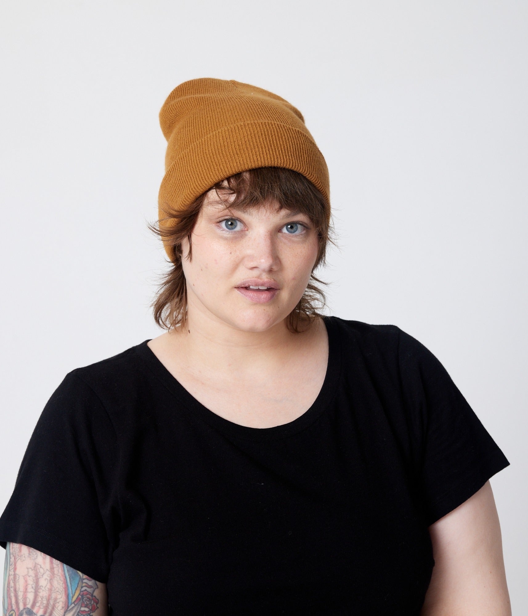 Tall Cuff Beanie - Turmeric