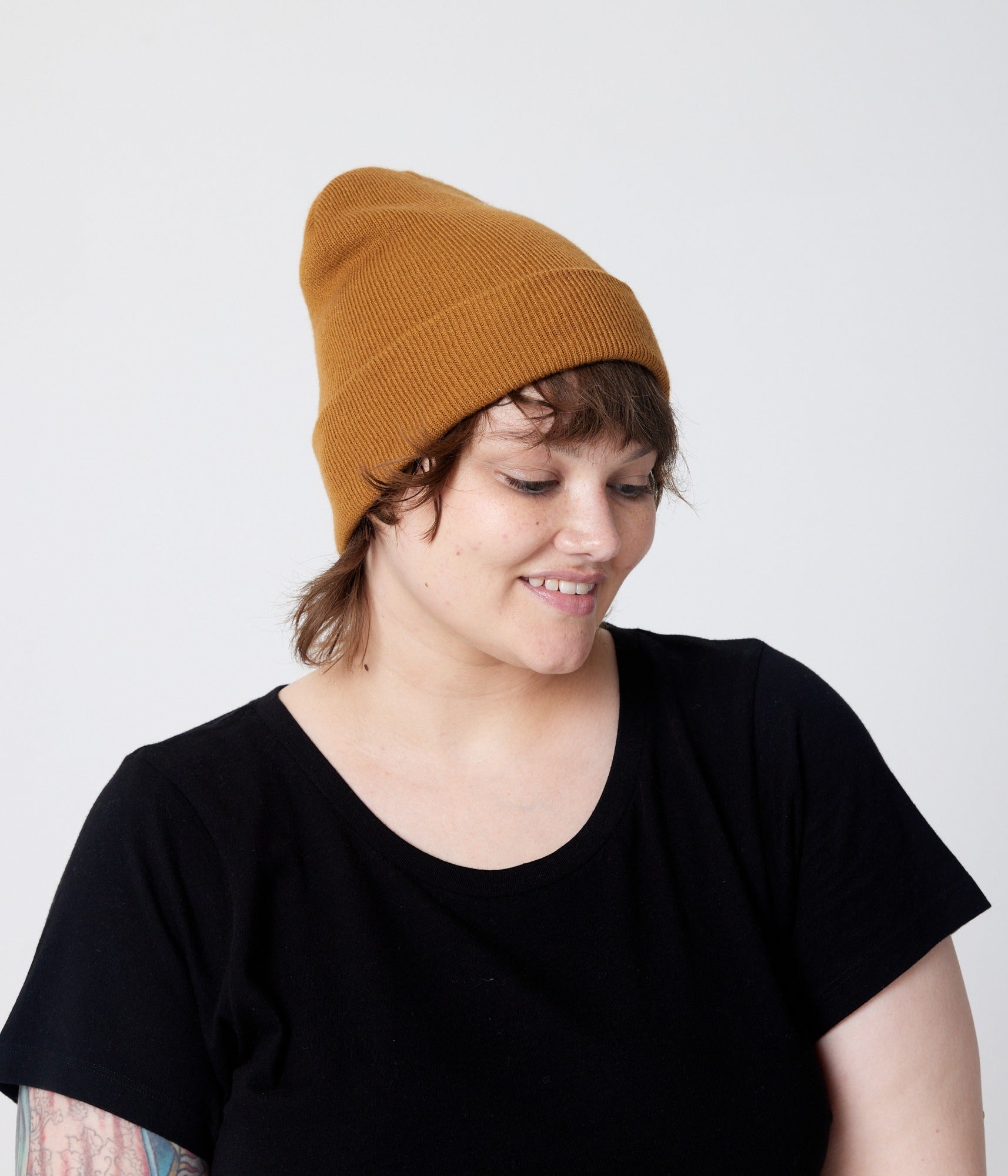 Tall Cuff Beanie - Turmeric