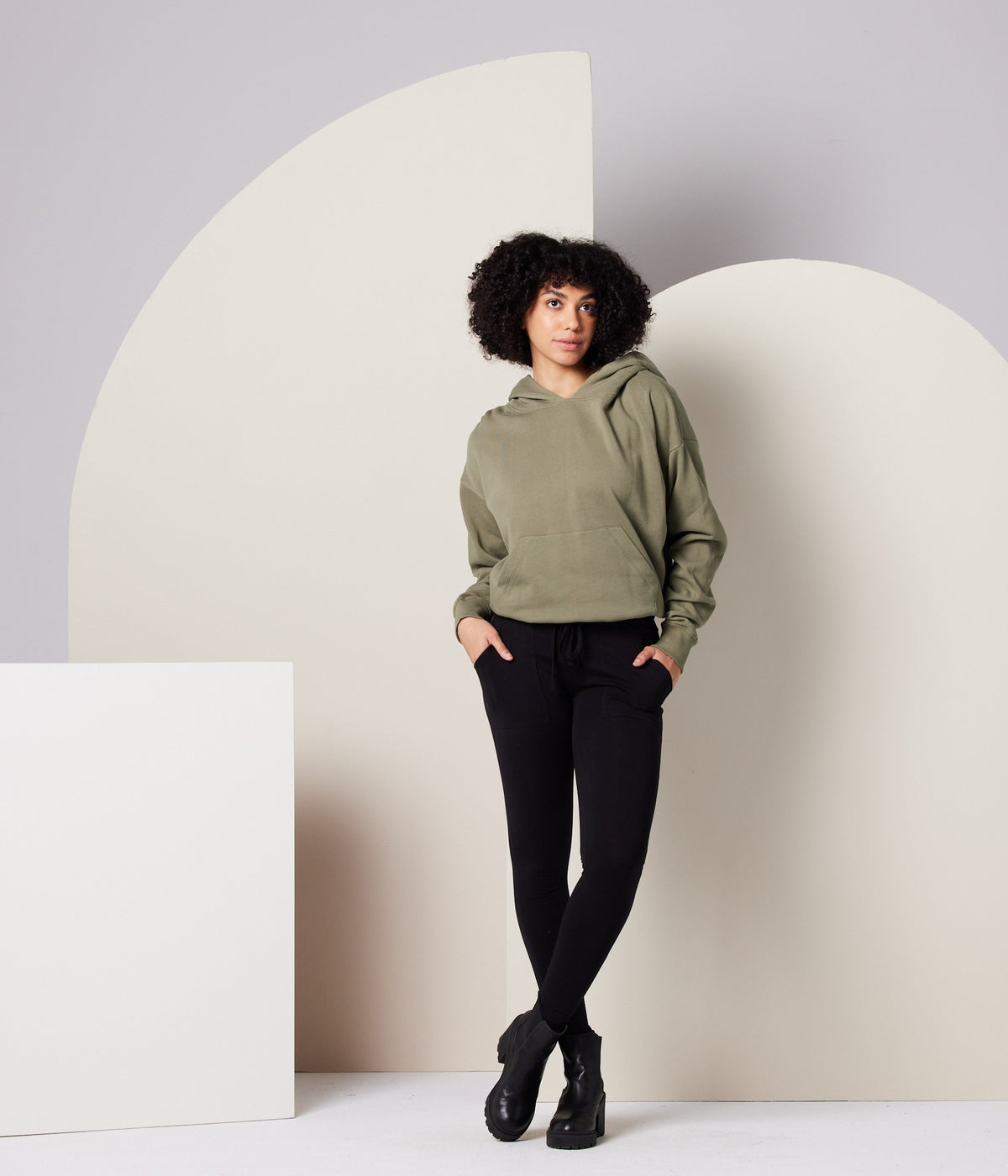 Womens Relaxed Hoodie - Army