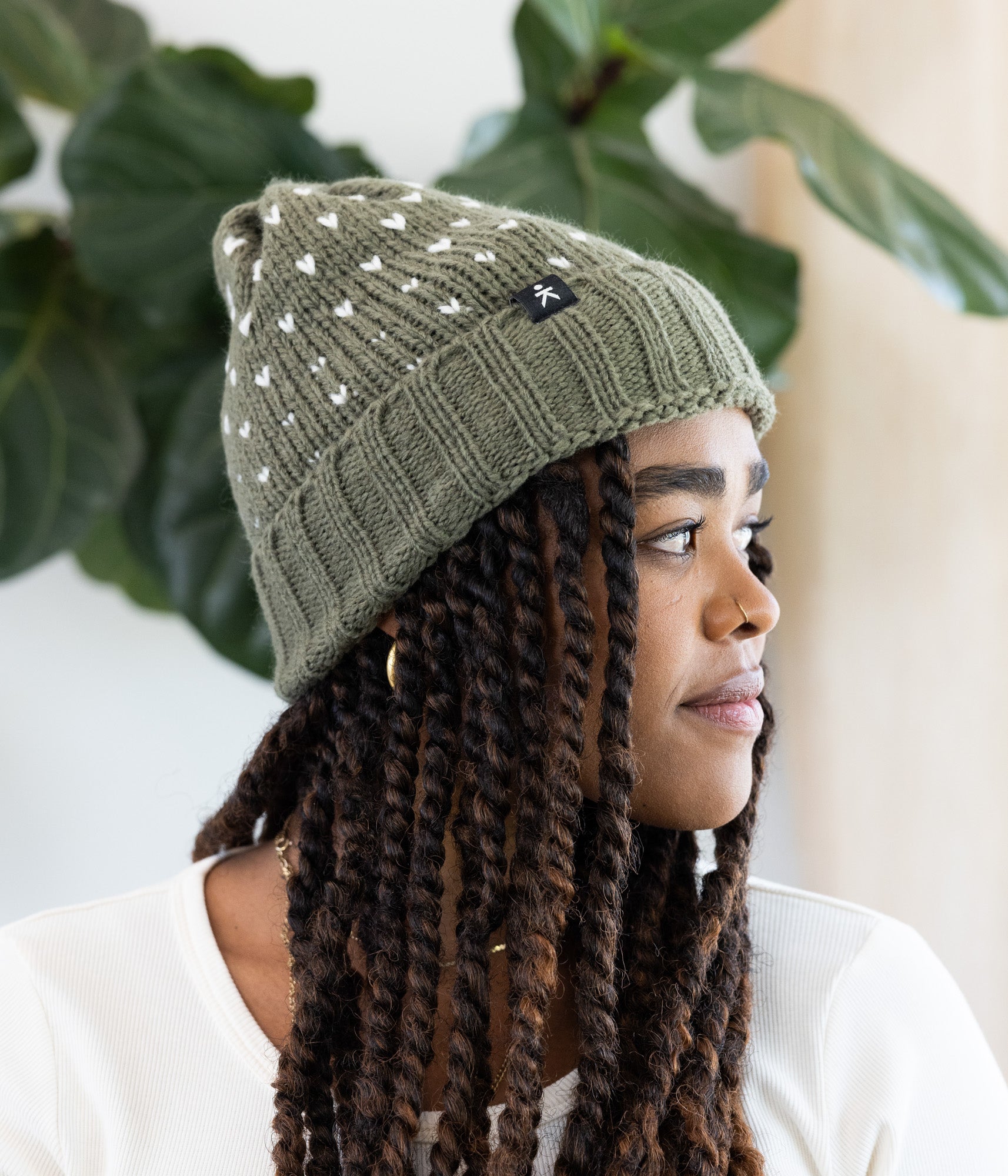 Adriana Beanie - Army/Stone