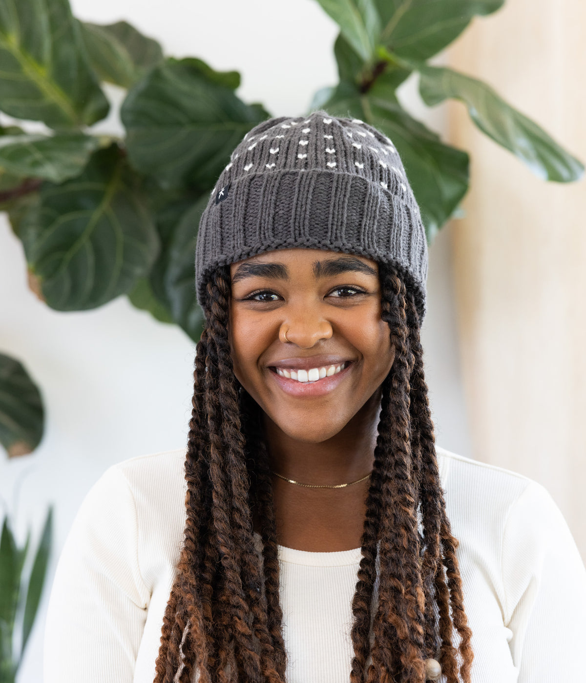 Adriana Beanie - Charcoal/Stone