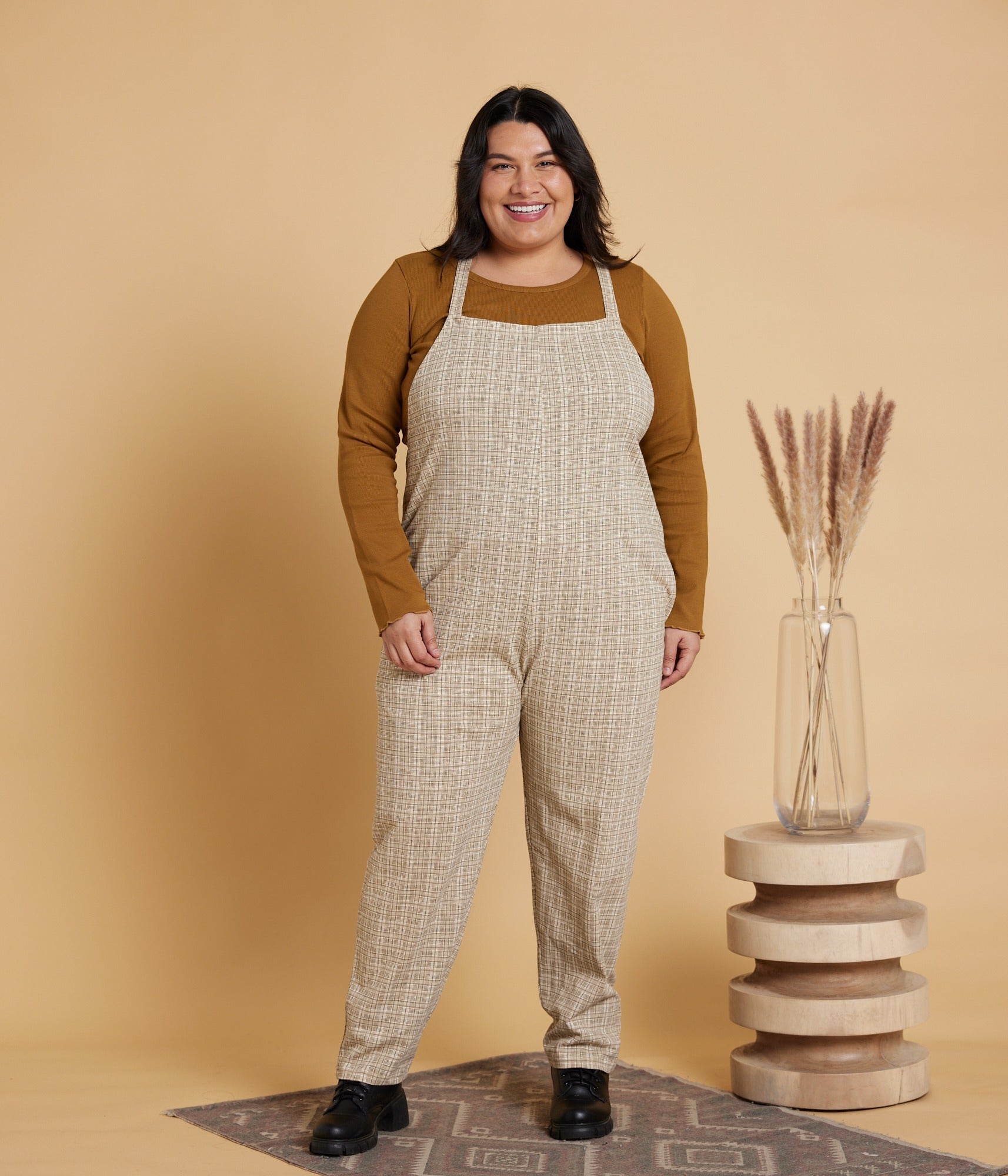 Cadence Overall - Fog Shadow Plaid