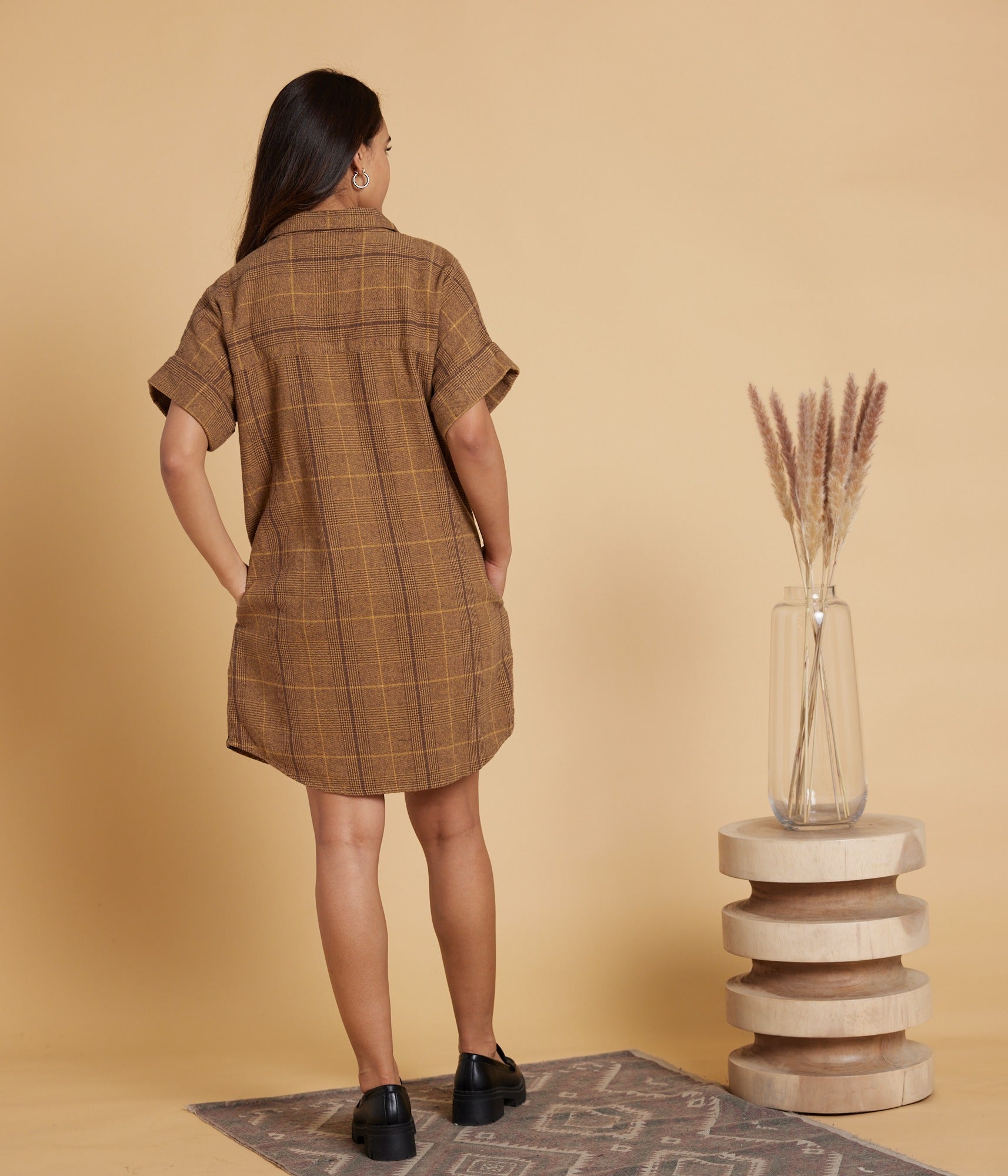 Amaris Dress - Bronze Plaid