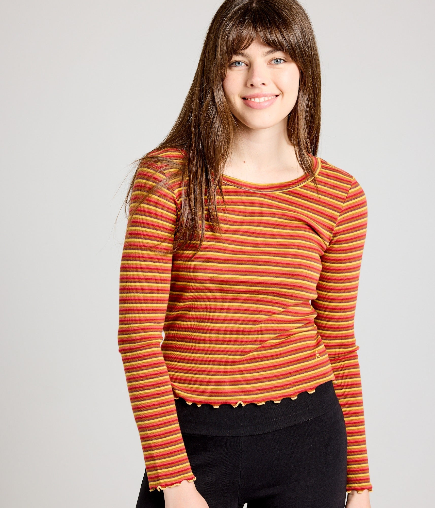 Jill Top - Coral Multi Stripe