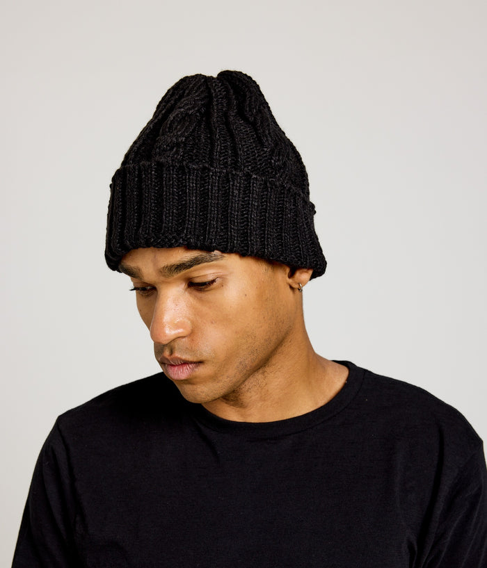 Cable Knit Beanie Black