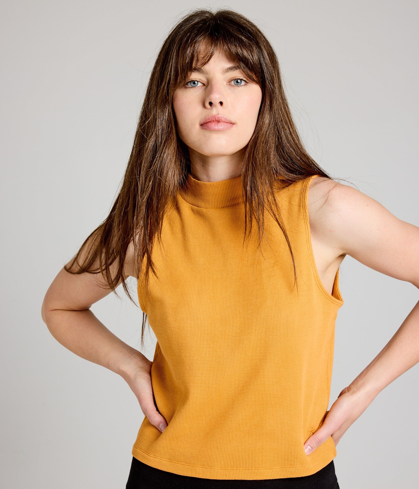 Bishop Mock Neck Tank - Apricot