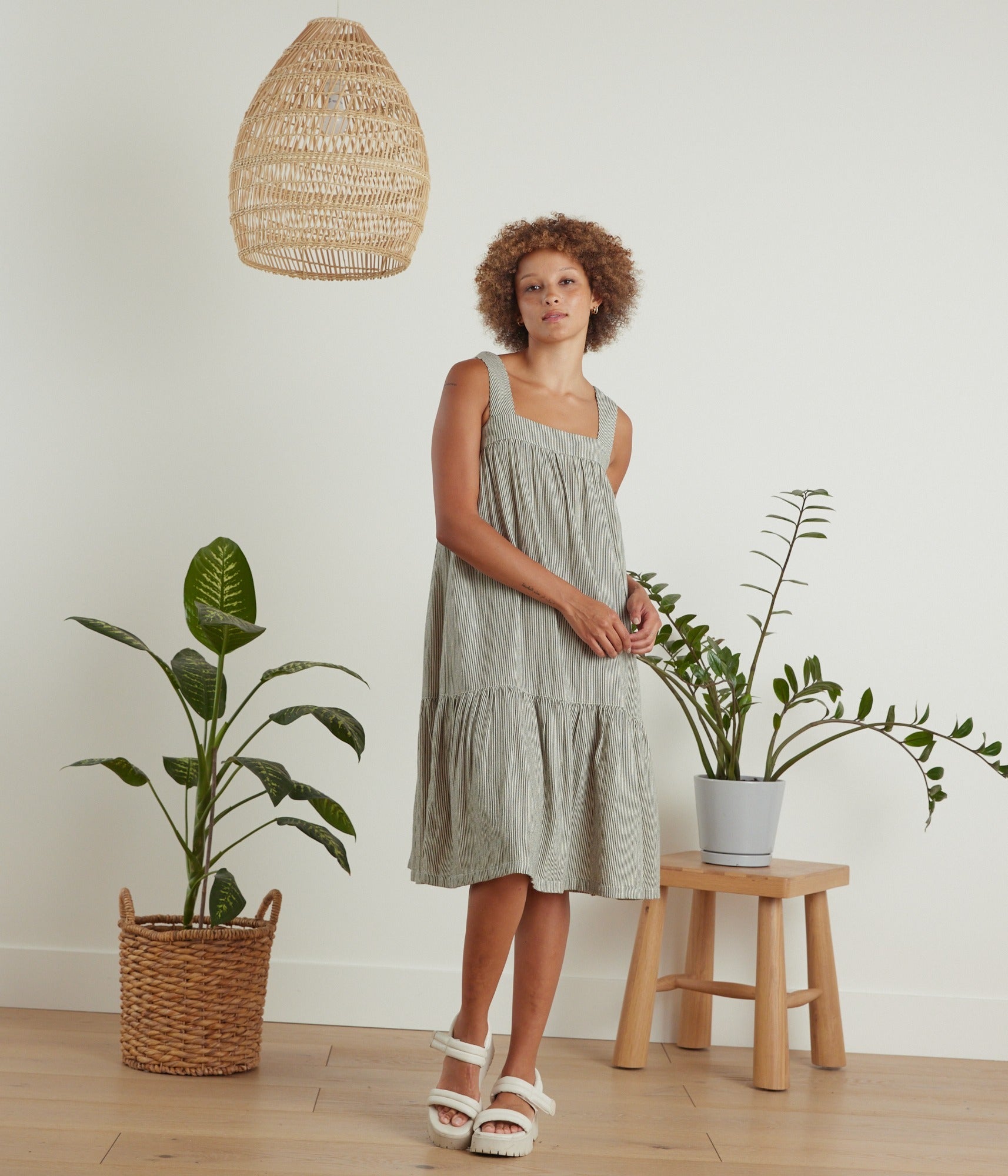 Amarillo Dress - B&W Stripe