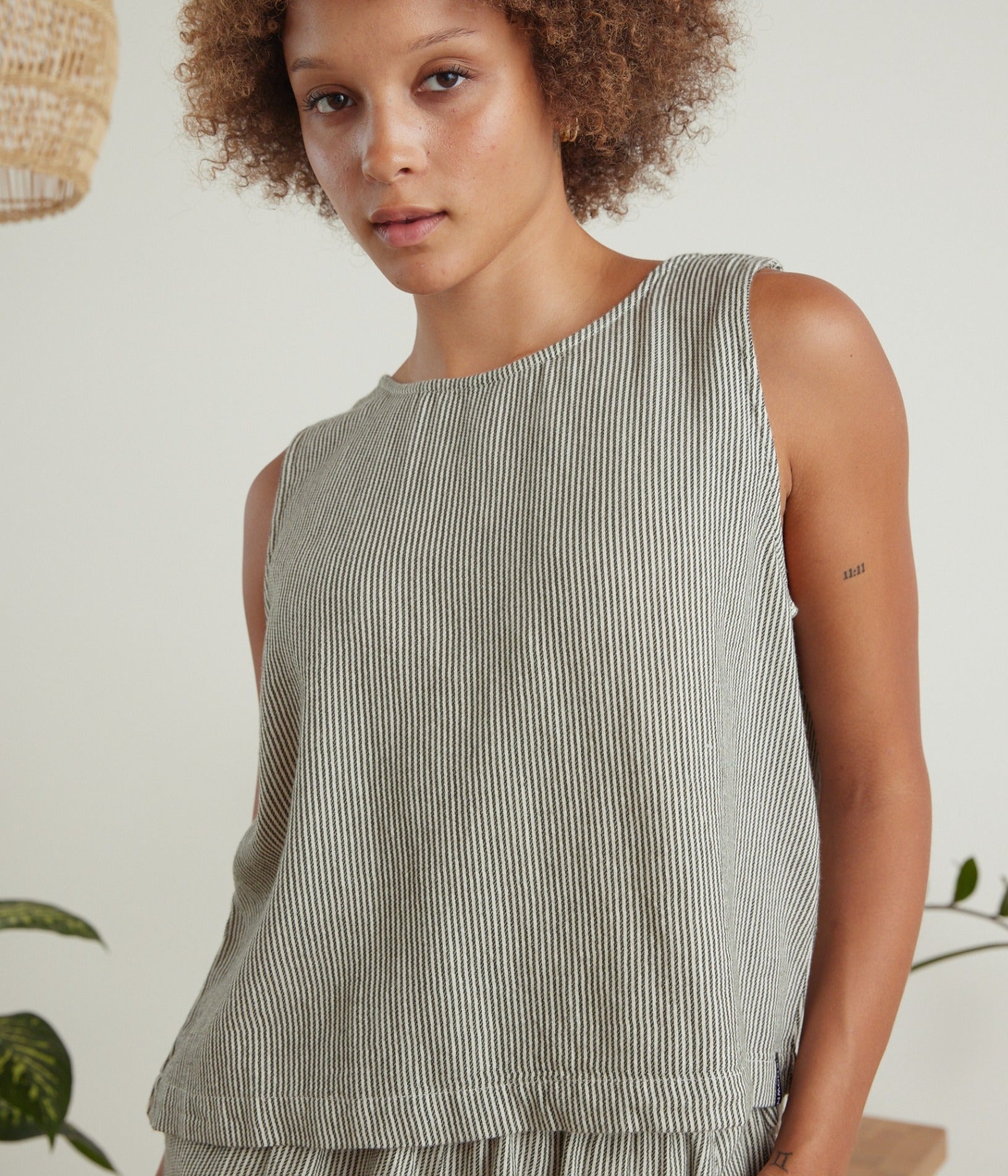 Oberlin Tank - B&W Stripe