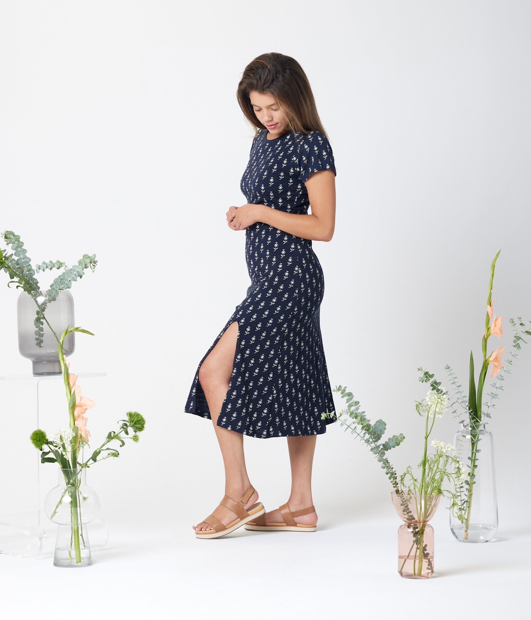 Claudia Dress - Dark Blue Floral