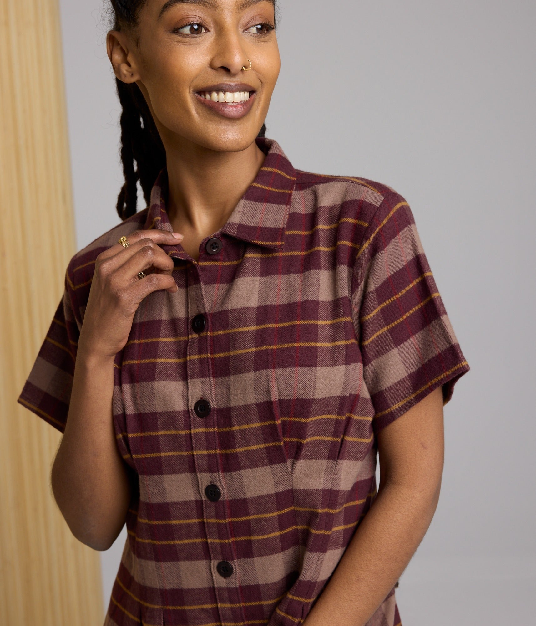 Josephine Flannel Dress - Fudge