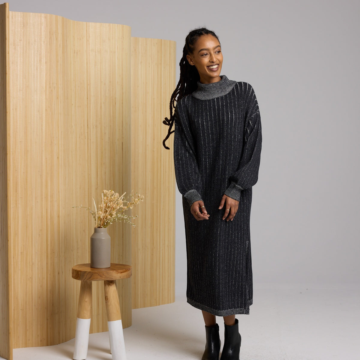 Marion Sweater Dress - Black/Pearl Marion Sweater Dress - Black/Pearl