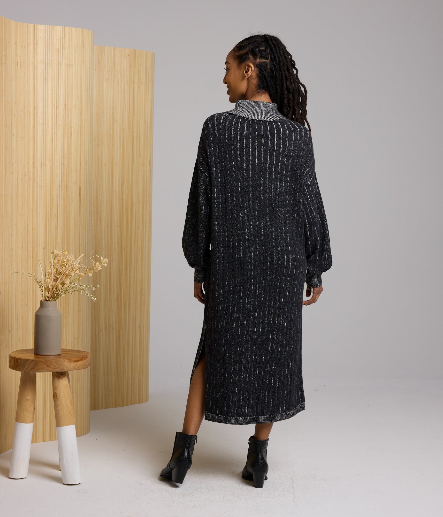 Marion Sweater Dress - Black/Pearl