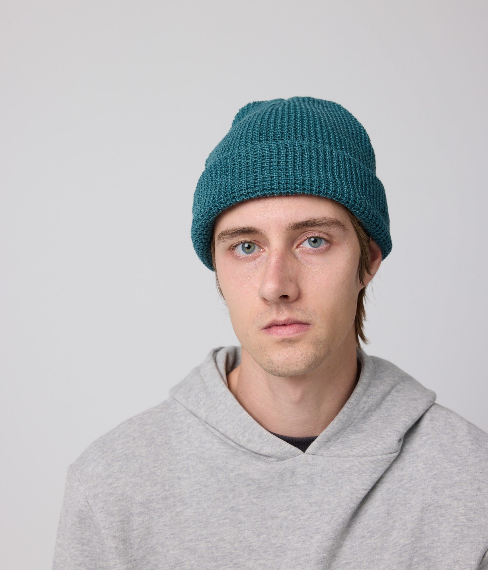 Recycled Waffle-Knit Beanie - Marine