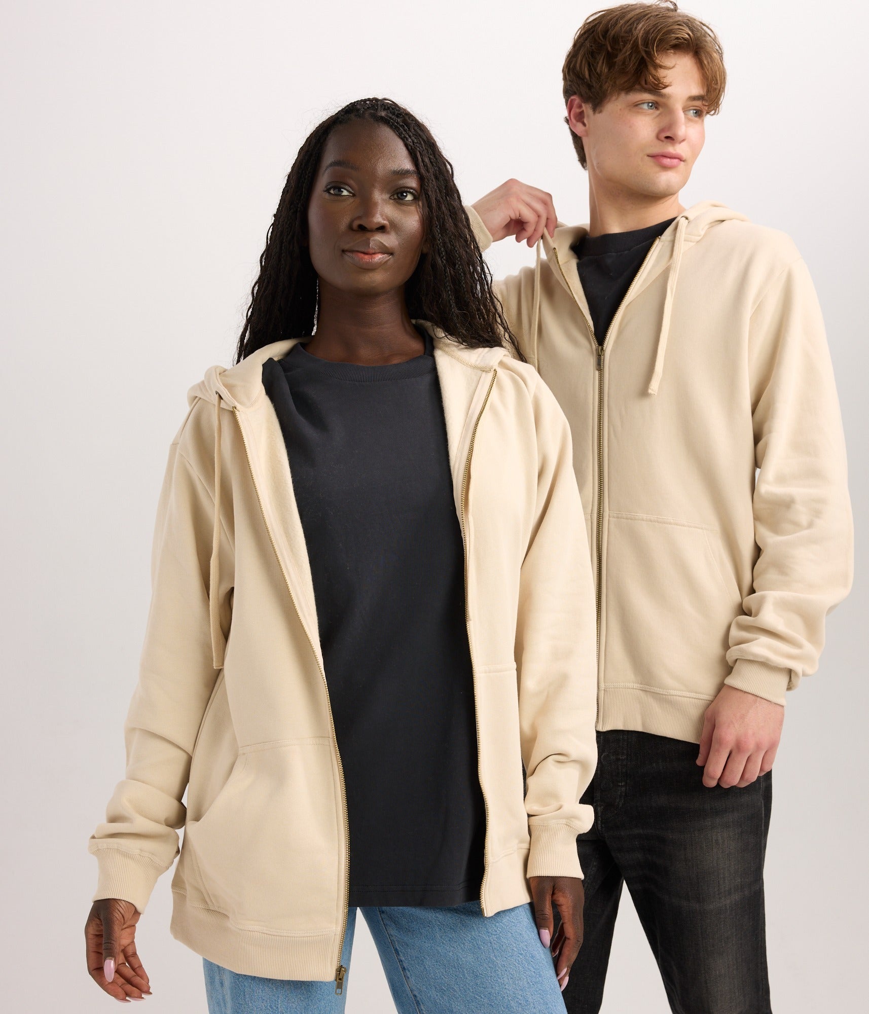 Unisex Zip Hoodie - Taupe