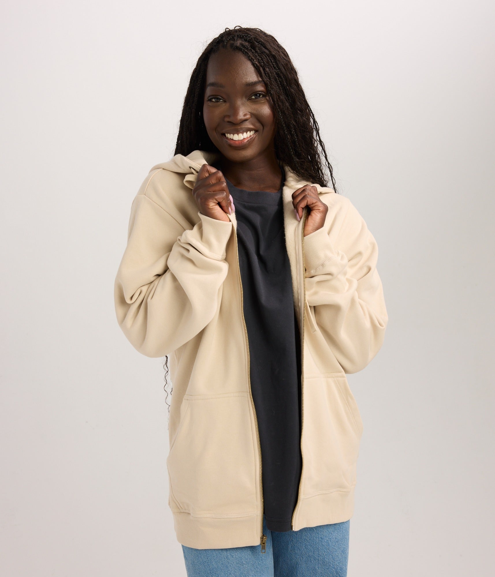 Unisex Zip Hoodie - Taupe