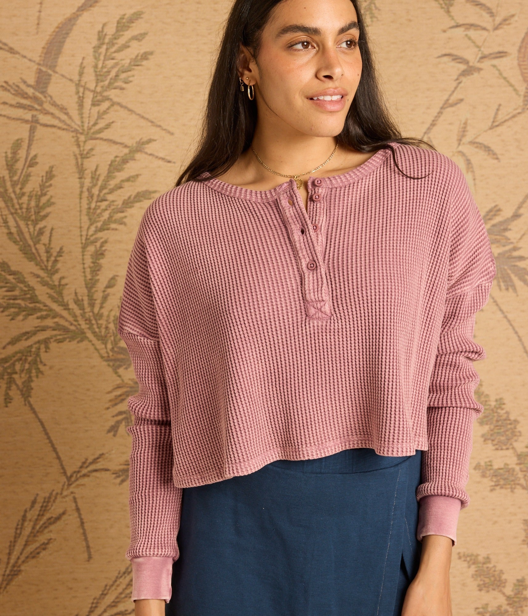 Cris Waffle Knit Top - Blossom