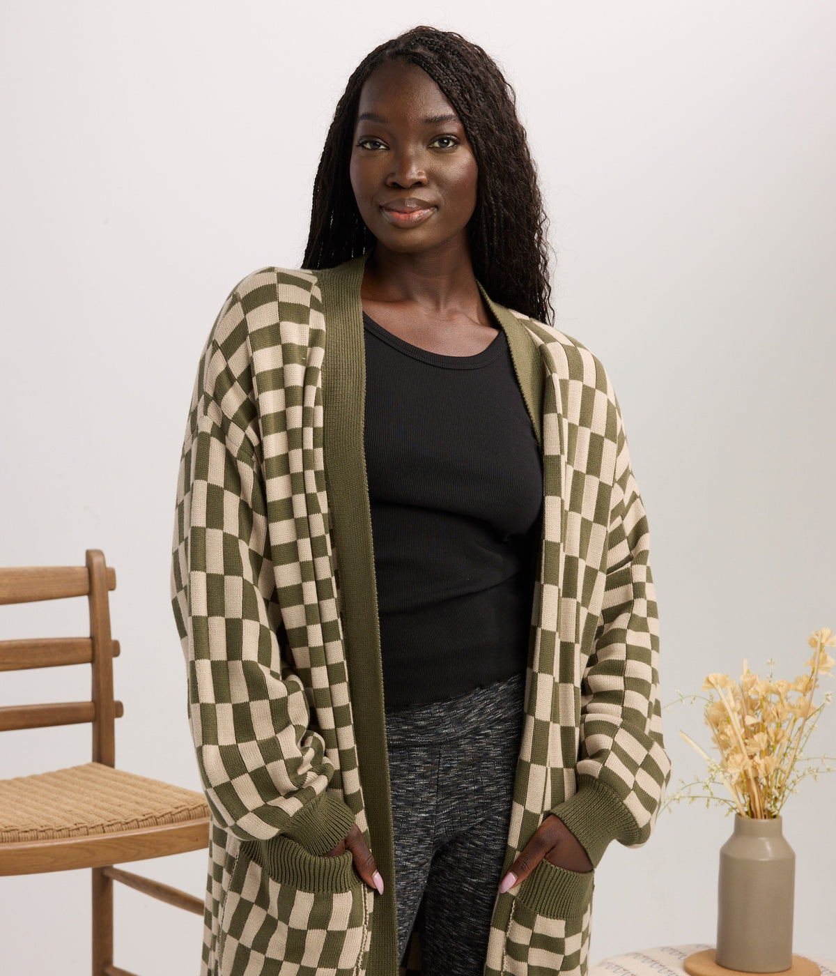 Baldwin Long Cardigan - Lunar/Pine