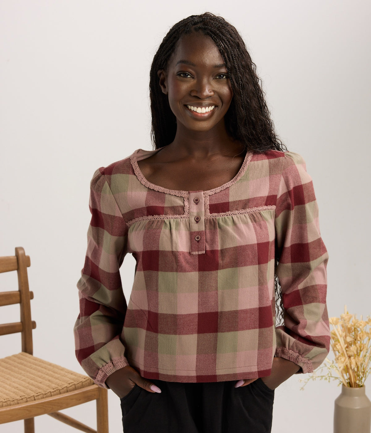 Clifton Top - Flint Plaid